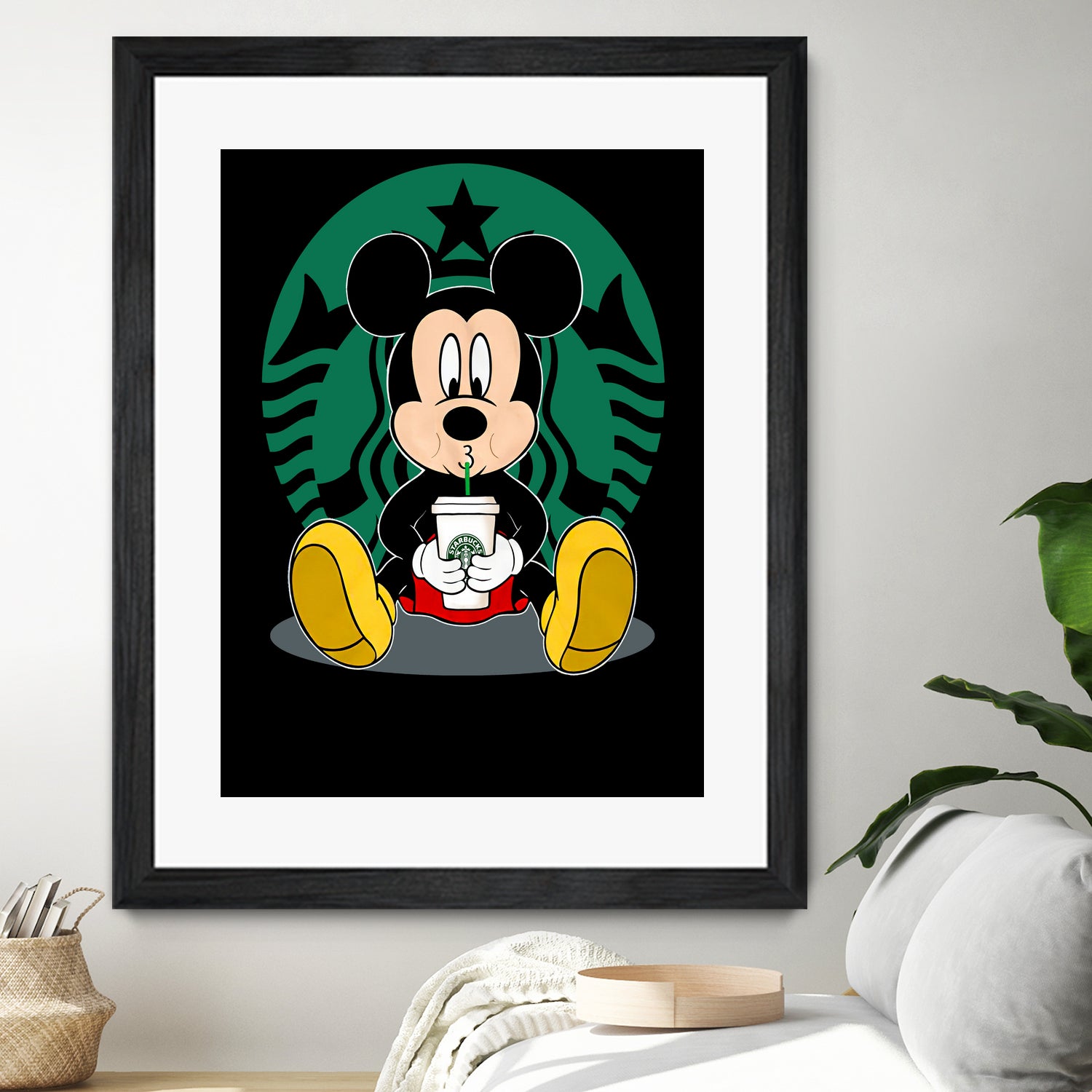 Disney Mickey Starbucks Lover by Nguyet Nguyen Thi Bich on GIANT ART - green character design