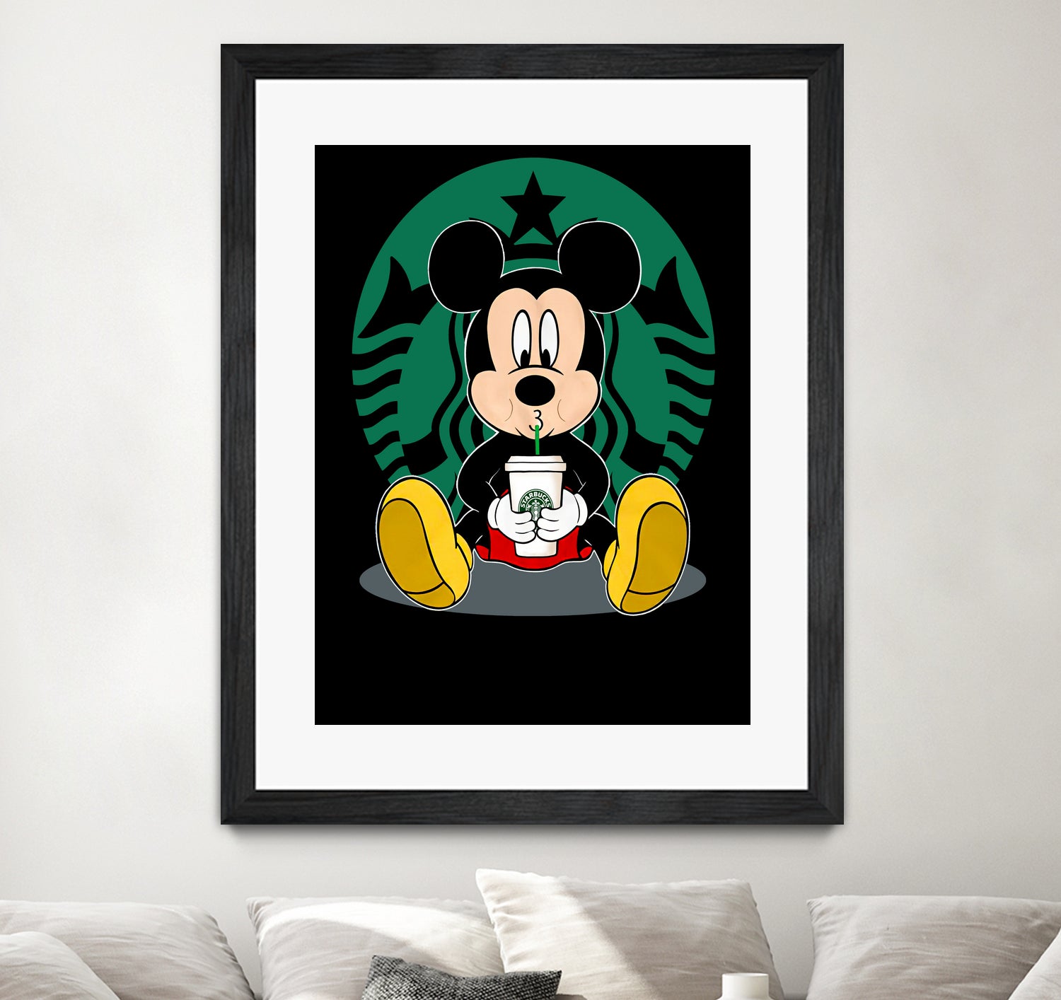 Disney Mickey Starbucks Lover by Nguyet Nguyen Thi Bich on GIANT ART - green character design