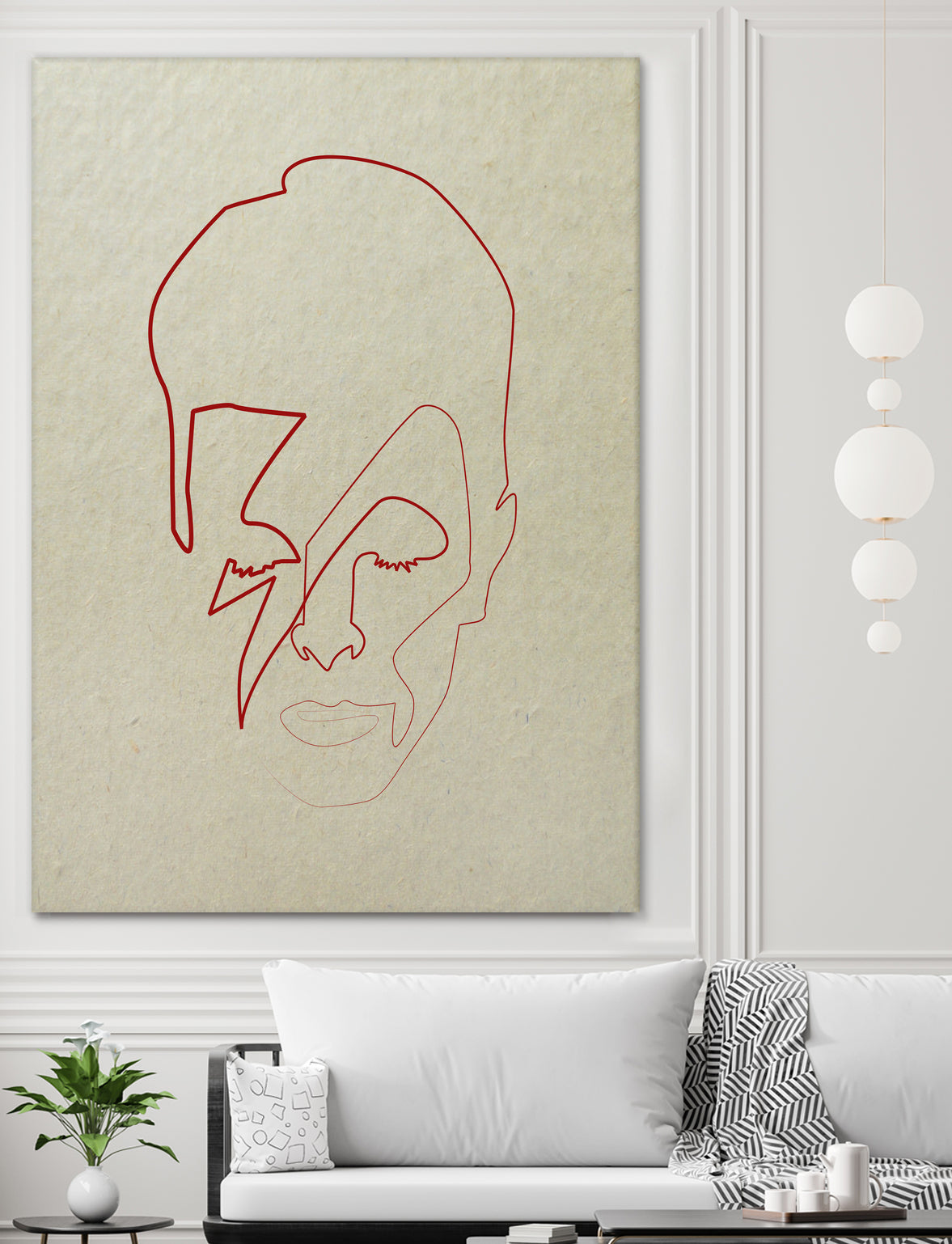 One line David Bowie by Christophe Louis on GIANT ART - orange digital drawing