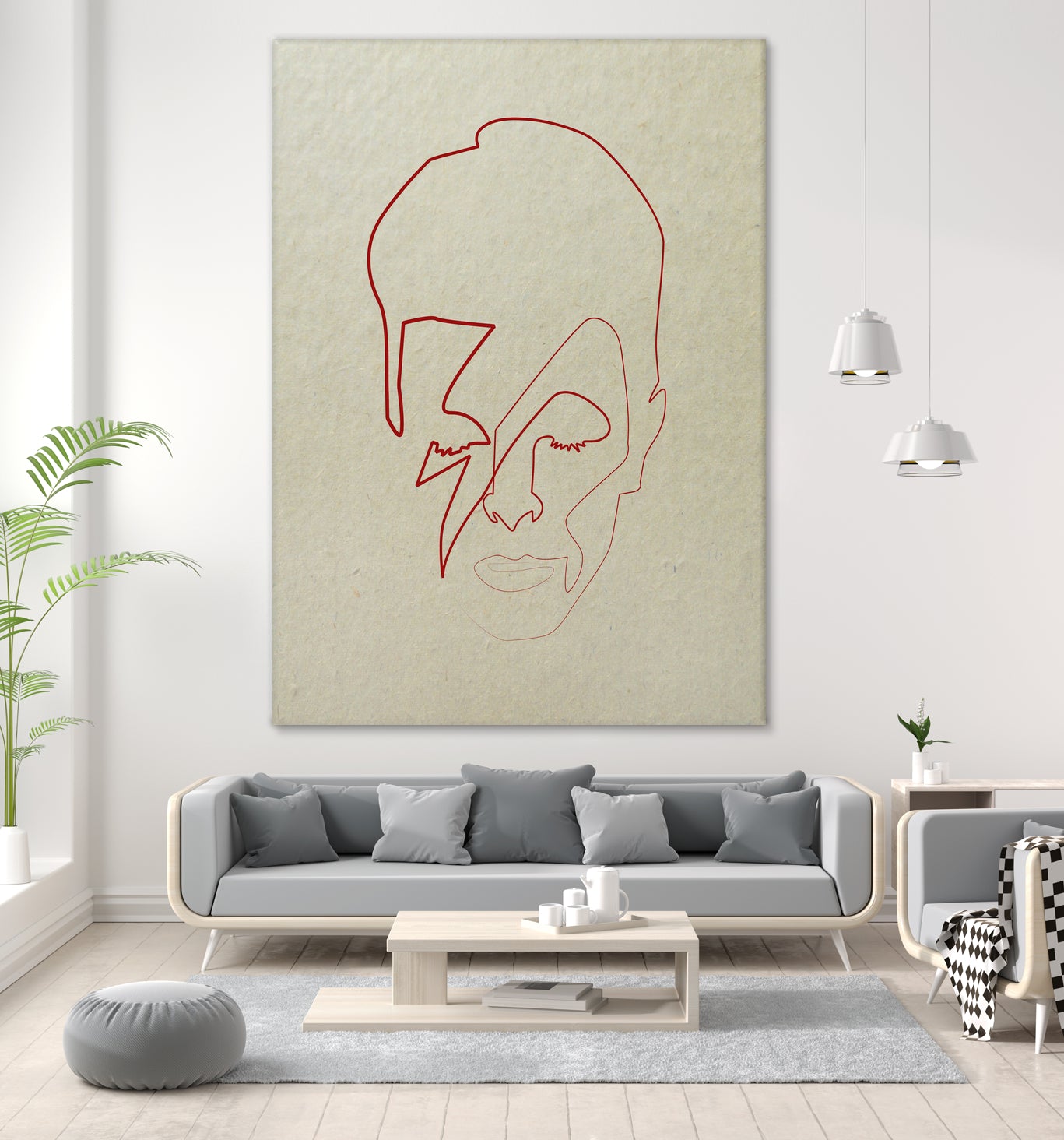 One line David Bowie by Christophe Louis on GIANT ART - orange digital drawing