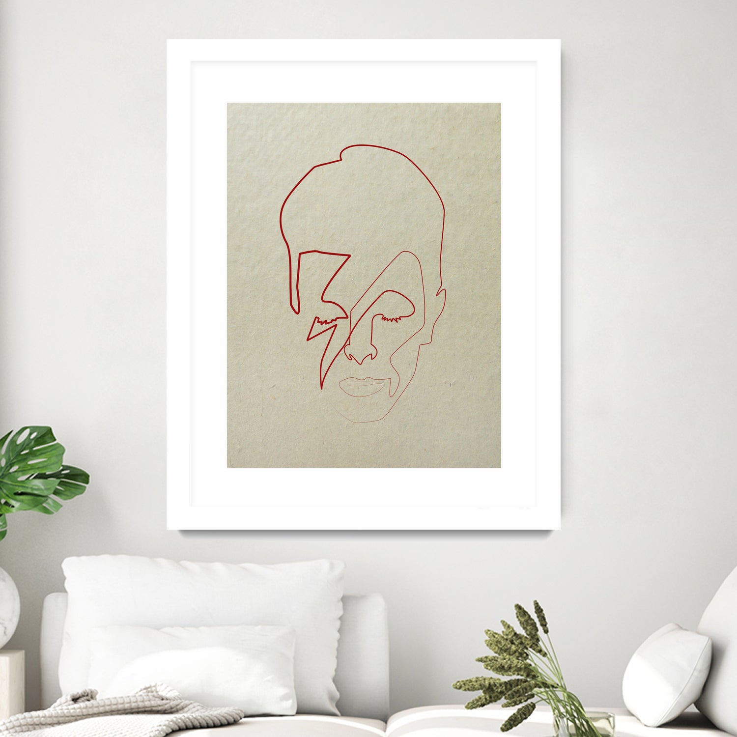 One line David Bowie by Christophe Louis on GIANT ART - orange digital drawing