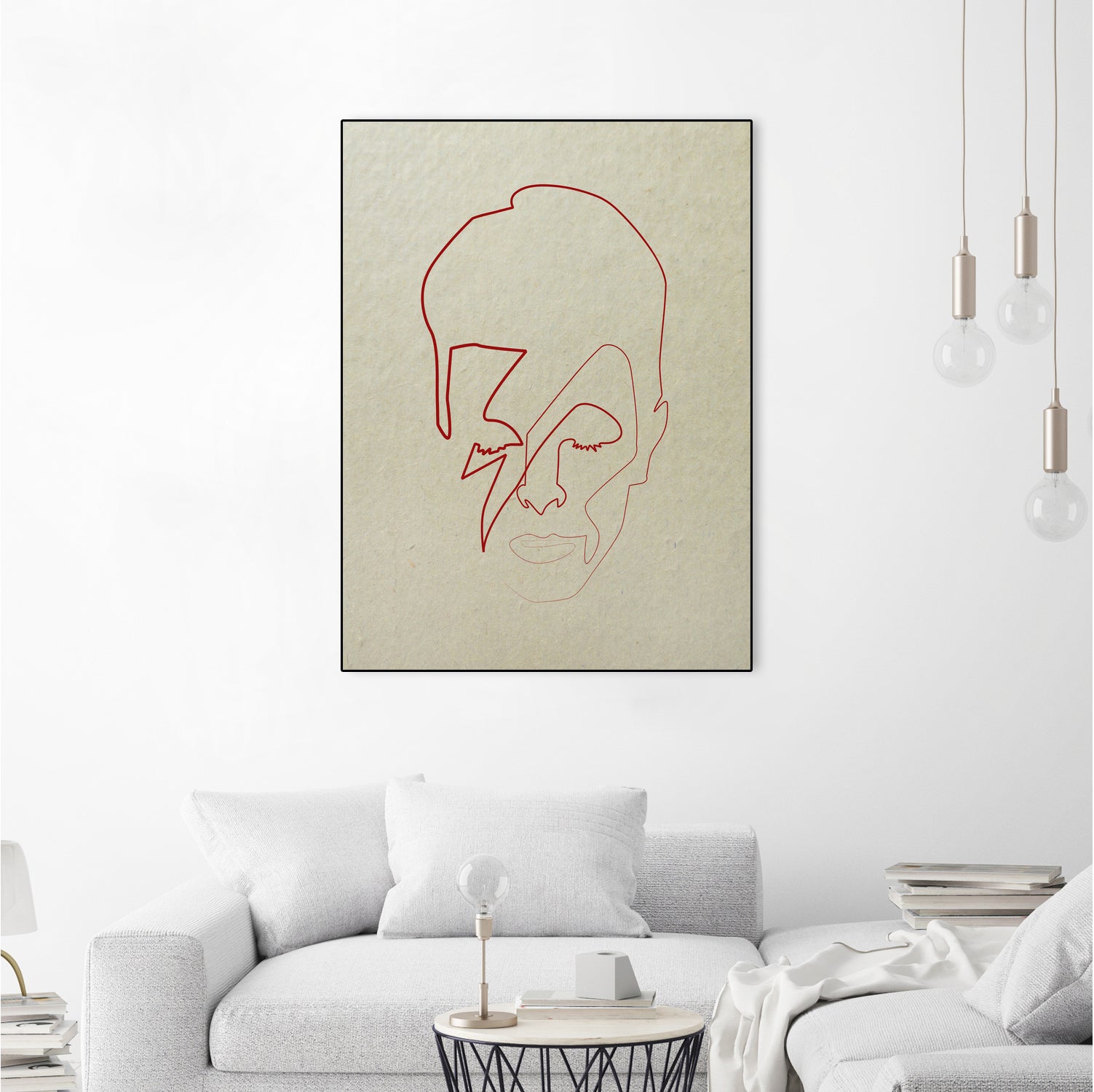 One line David Bowie by Christophe Louis on GIANT ART - orange digital drawing