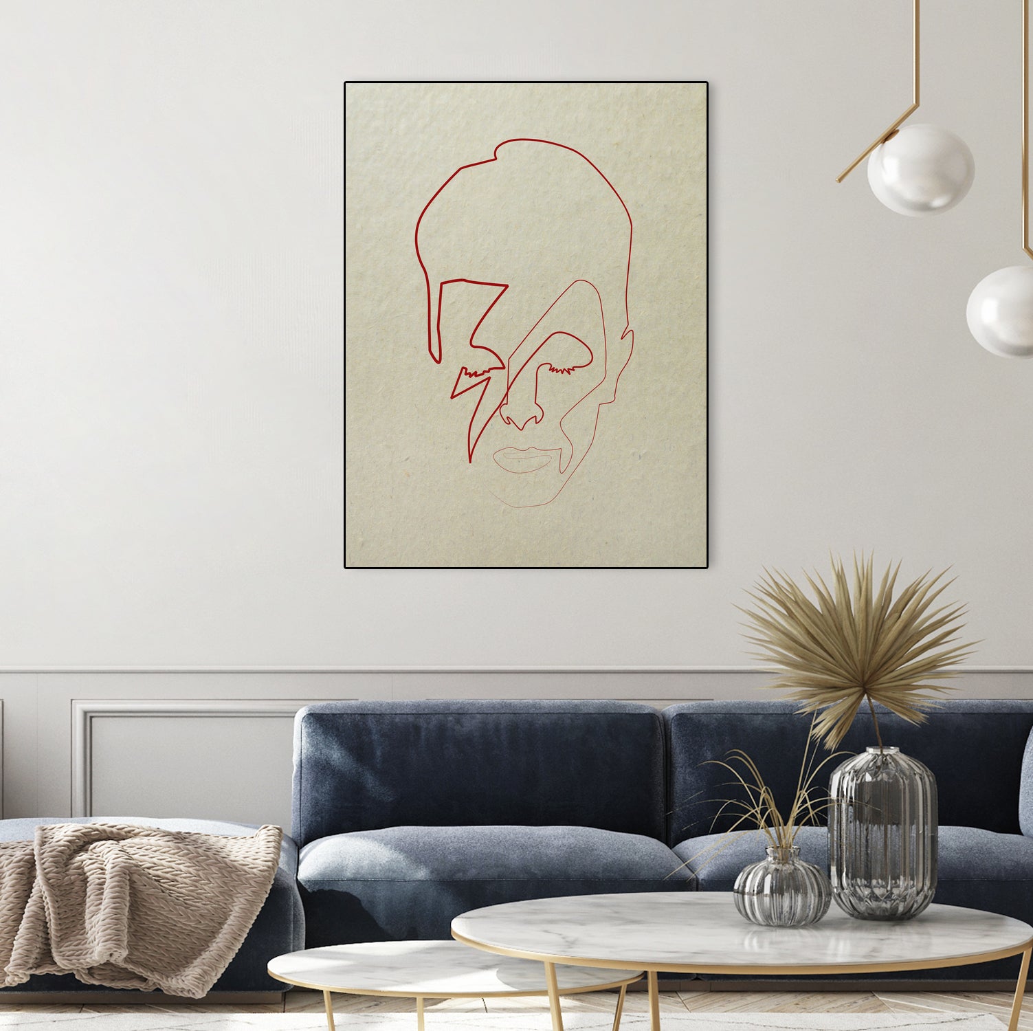 One line David Bowie by Christophe Louis on GIANT ART - orange digital drawing