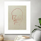 One line David Bowie by Christophe Louis on GIANT ART - orange digital drawing