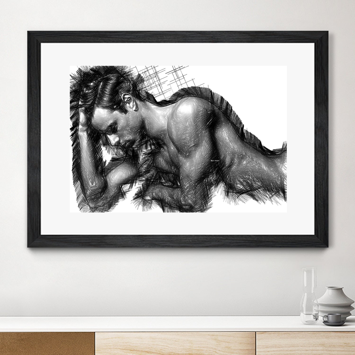 Male Pose 1416 by Rafael Salazar on GIANT ART - black digital painting