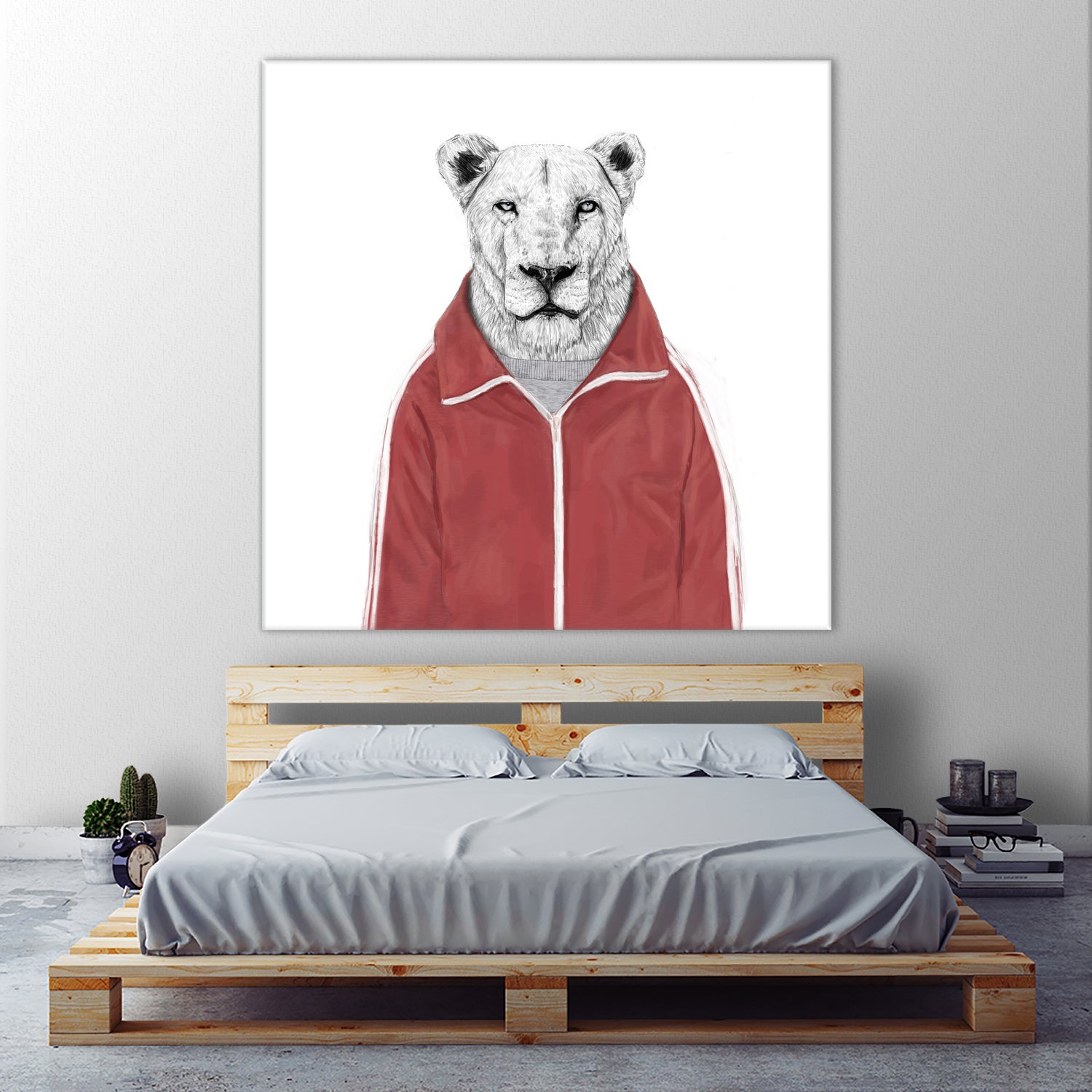 Sporty lion by Solti Balázs on GIANT ART - red digital painting