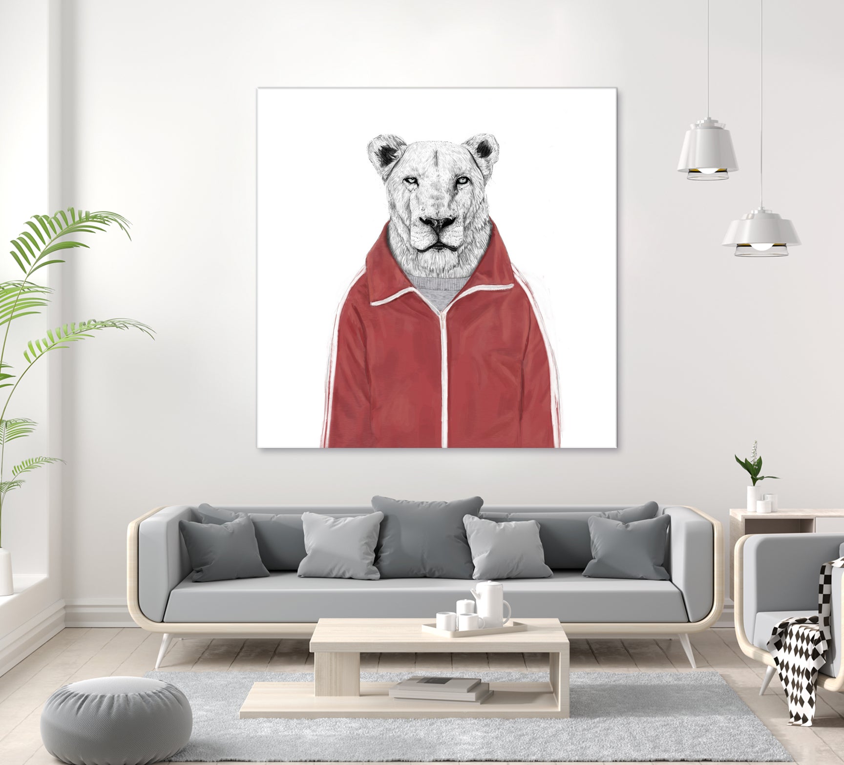 Sporty lion by Solti Balázs on GIANT ART - red digital painting