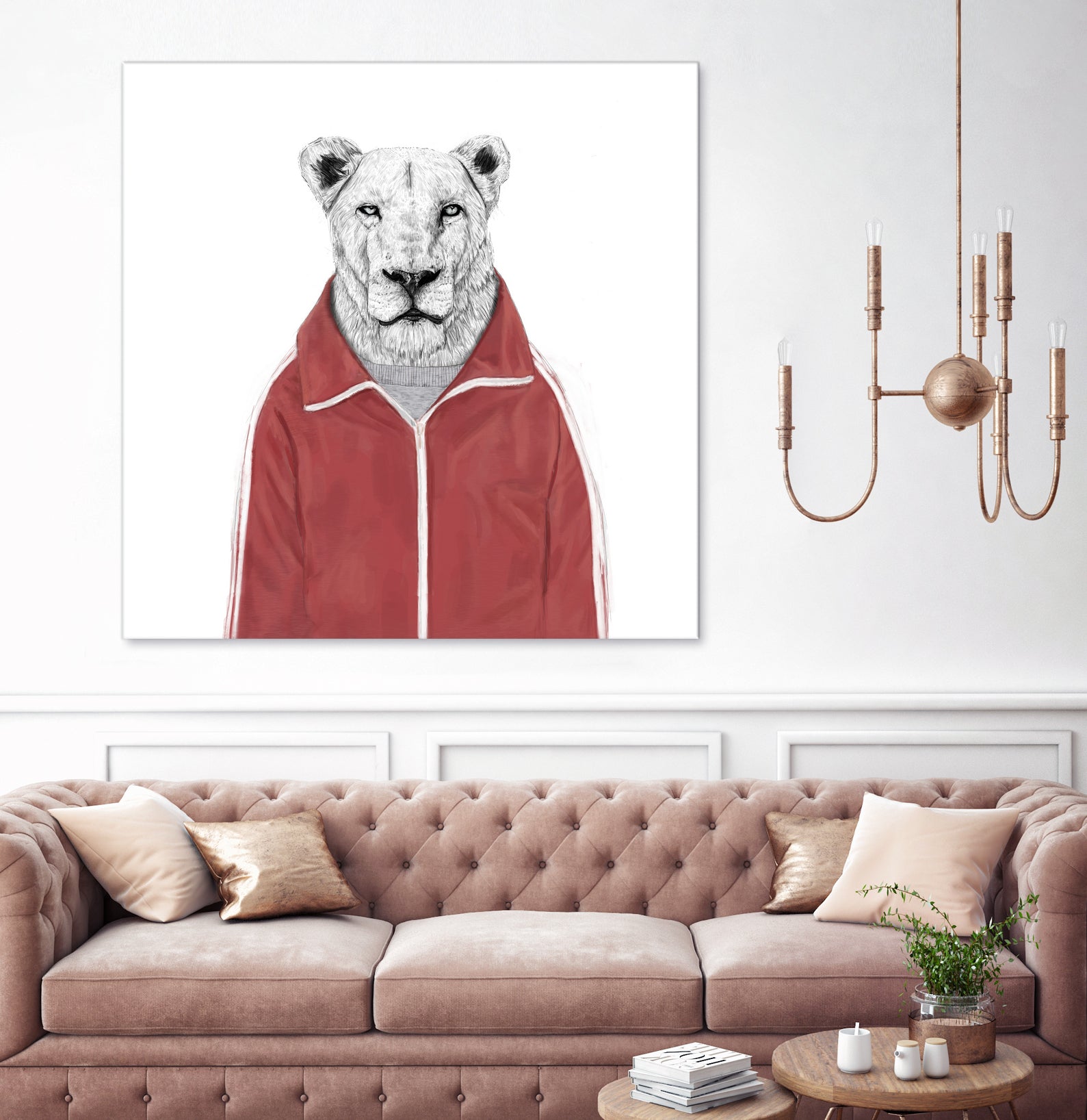 Sporty lion by Solti Balázs on GIANT ART - red digital painting