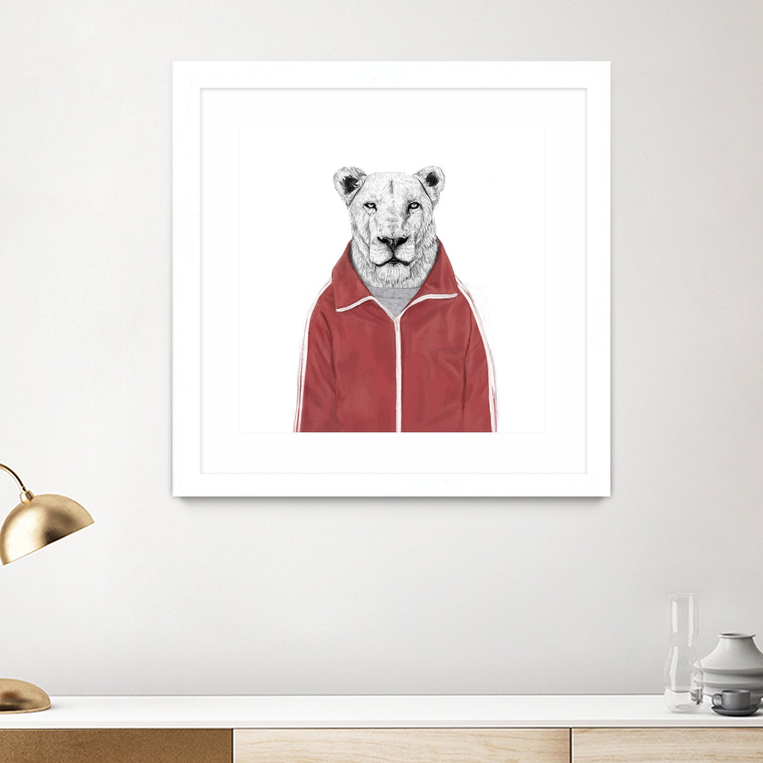 Sporty lion by Solti Balázs on GIANT ART - red digital painting