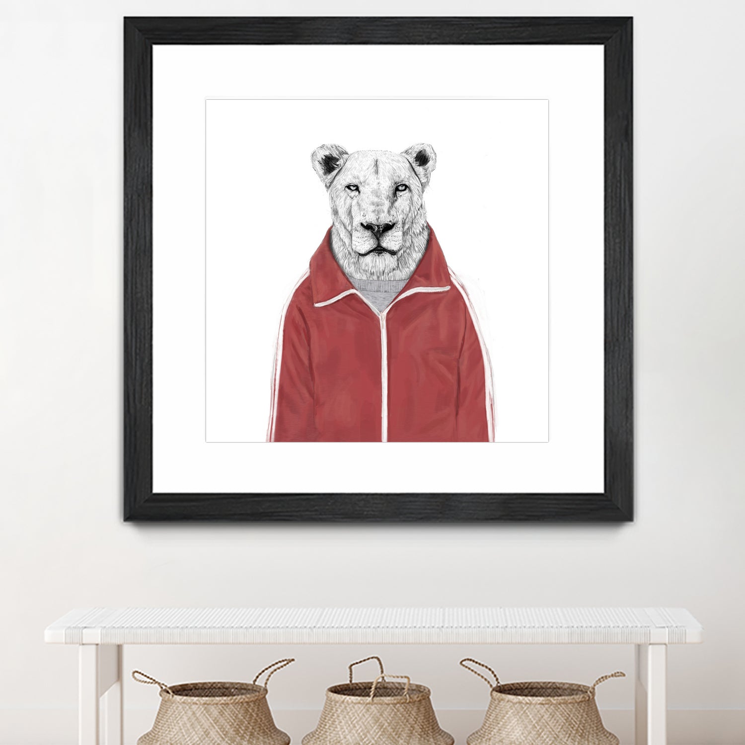 Sporty lion by Solti Balázs on GIANT ART - red digital painting