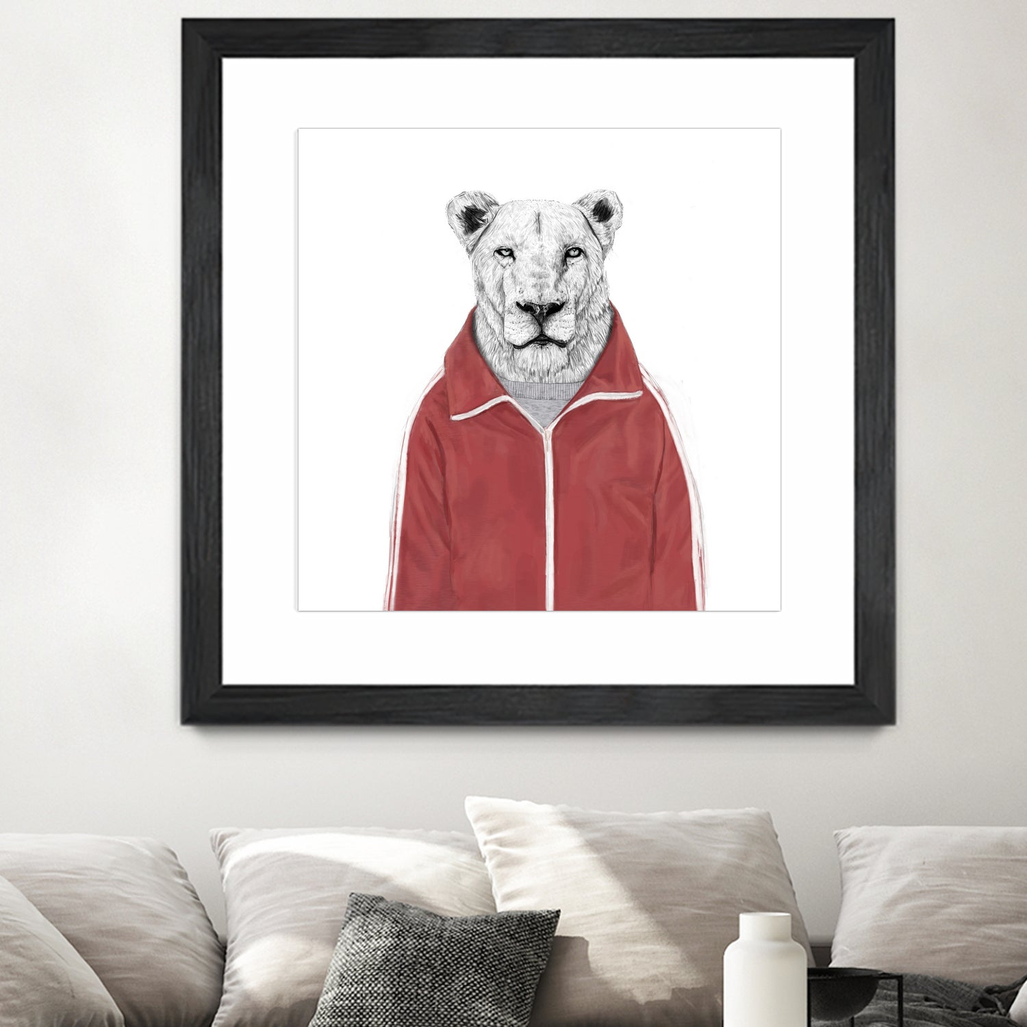 Sporty lion by Solti Balázs on GIANT ART - red digital painting