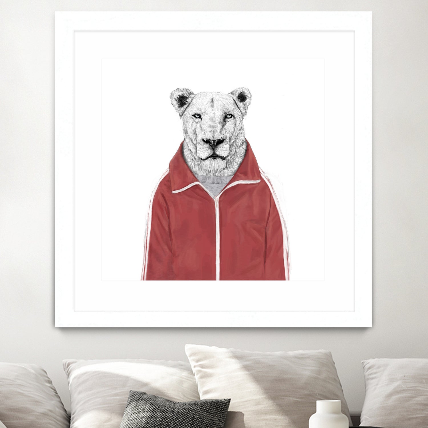 Sporty lion by Solti Balázs on GIANT ART - red digital painting