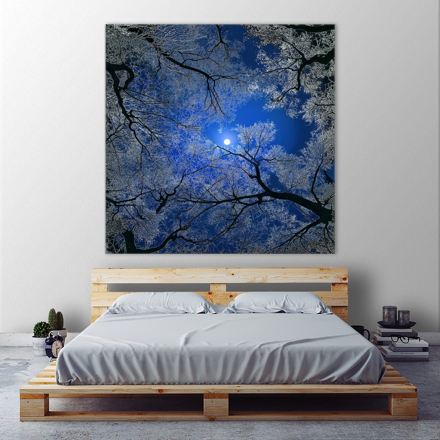 Moonlight Trees by Igor Zenin on GIANT ART - blue digital painting