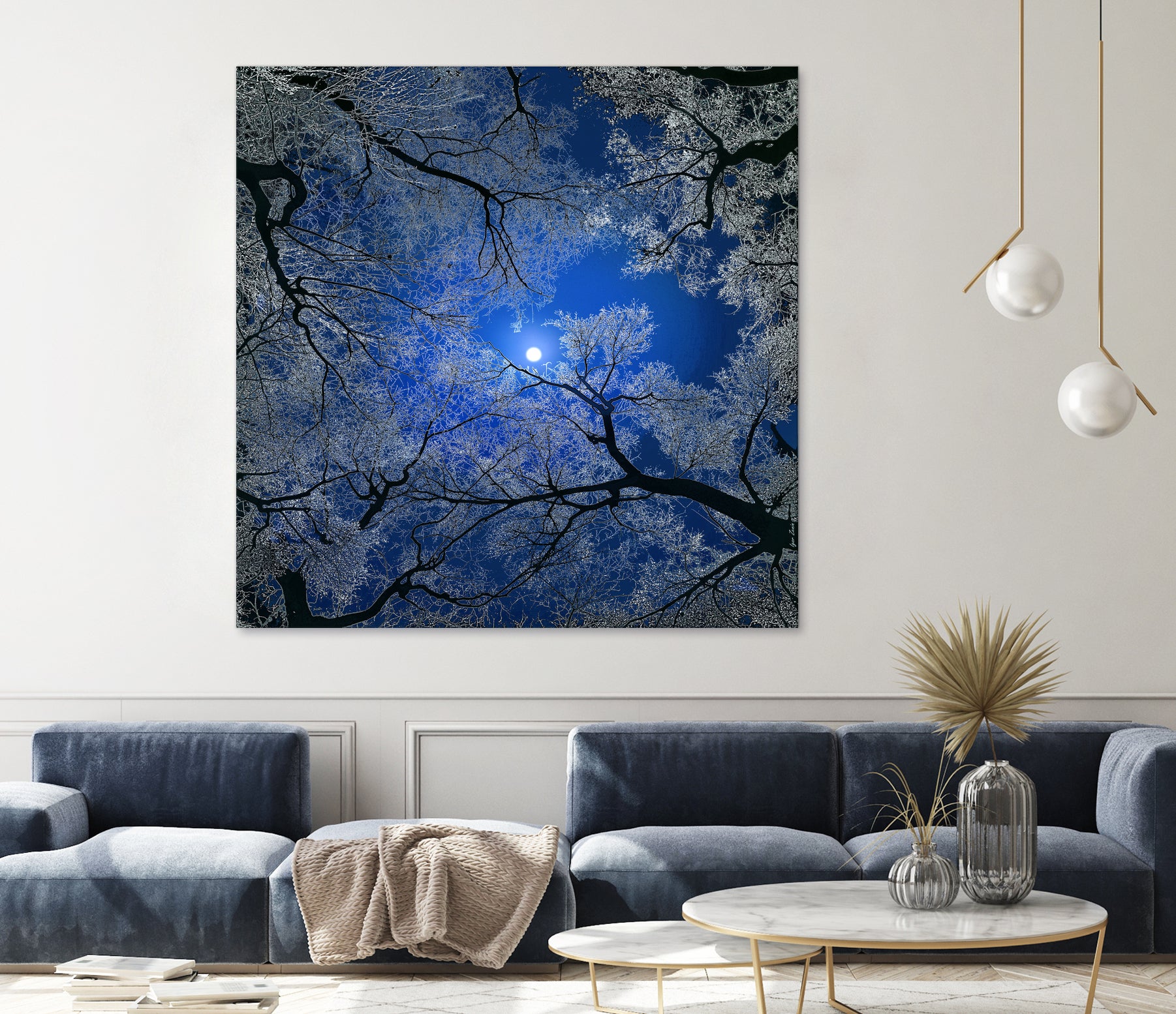 Moonlight Trees by Igor Zenin on GIANT ART - blue digital painting