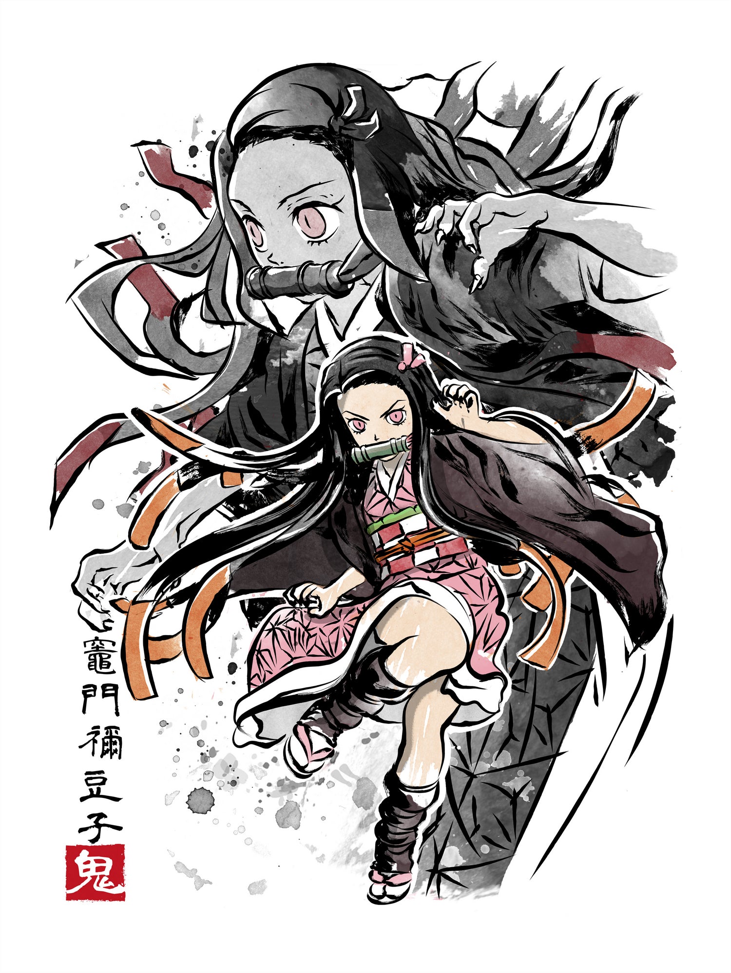 Demon Nezuko sumi-e by Antonio Camarena on GIANT ART - white digital painting