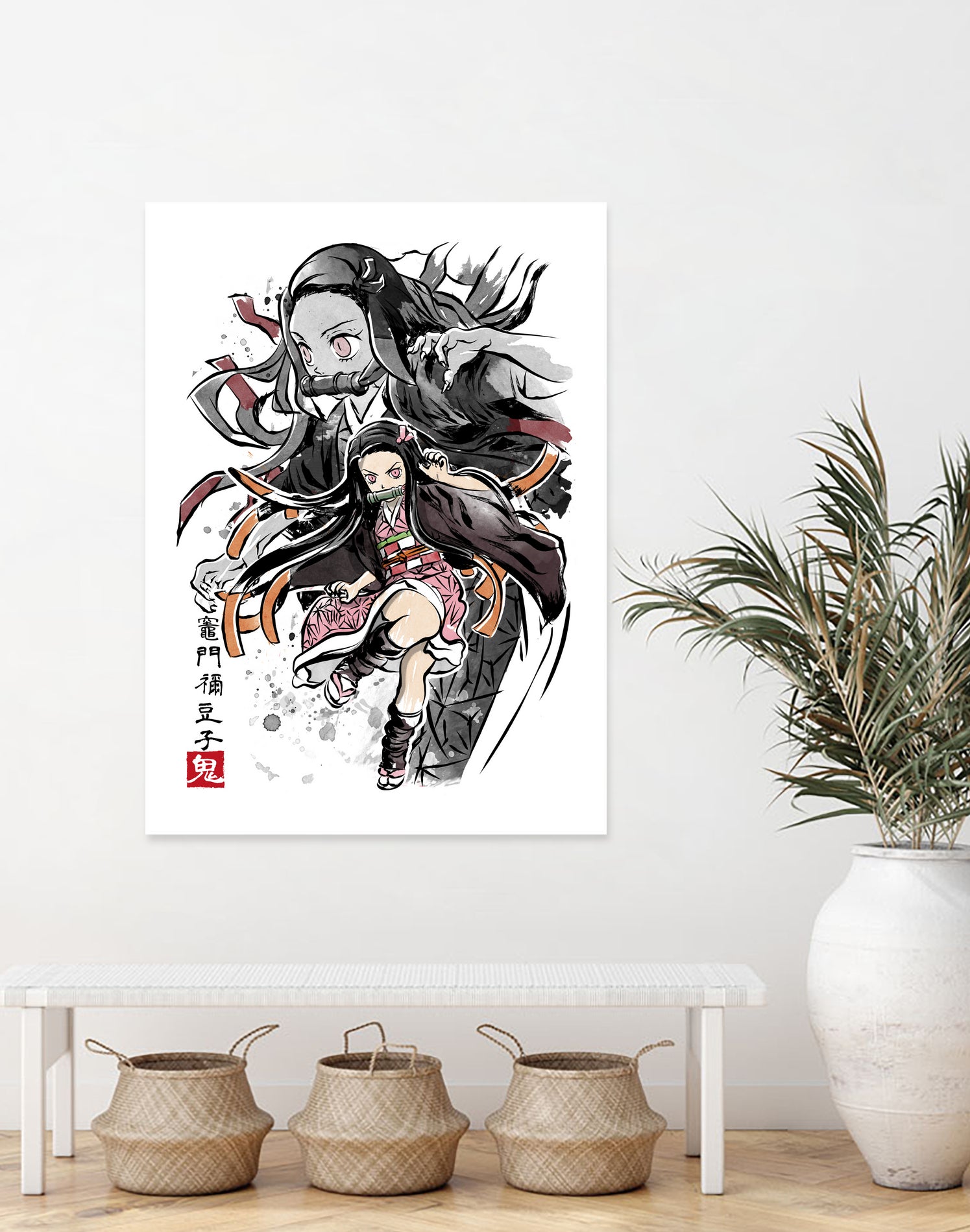 Demon Nezuko sumi-e by Antonio Camarena on GIANT ART - white digital painting