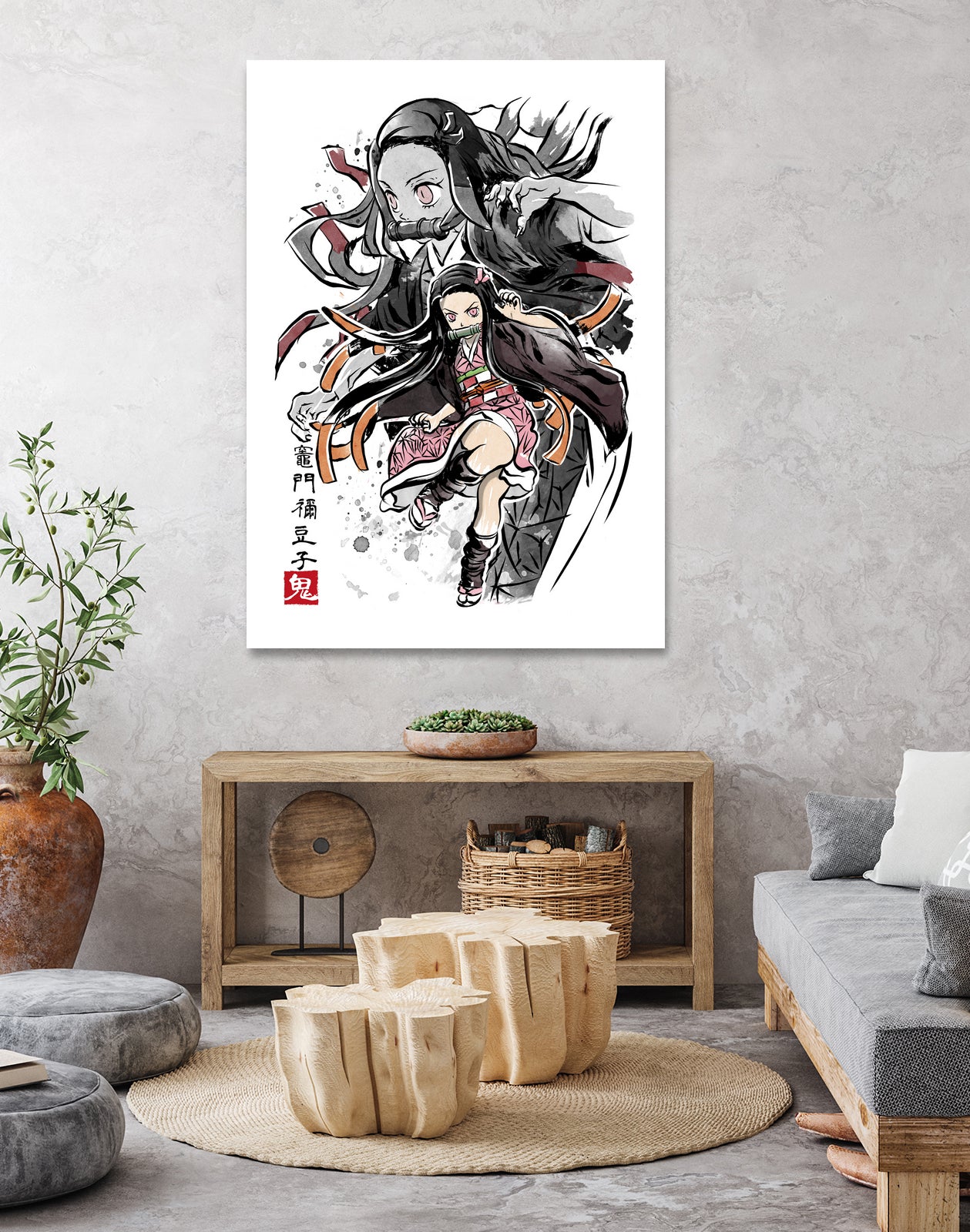 Demon Nezuko sumi-e by Antonio Camarena on GIANT ART - white digital painting