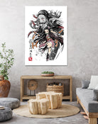 Demon Nezuko sumi-e by Antonio Camarena on GIANT ART - white digital painting