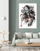 Demon Nezuko sumi-e by Antonio Camarena on GIANT ART - white digital painting