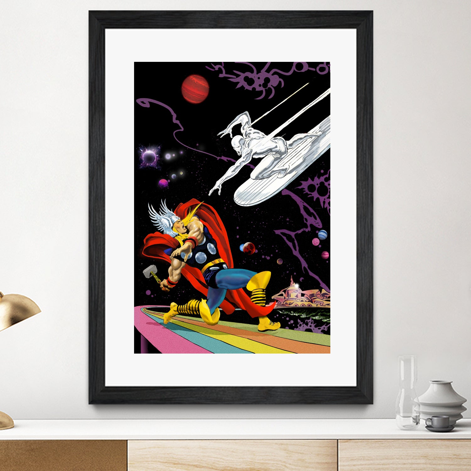 Marvel: Thor vs The Silver Surfer by Dan Avenell on GIANT ART - black digital painting