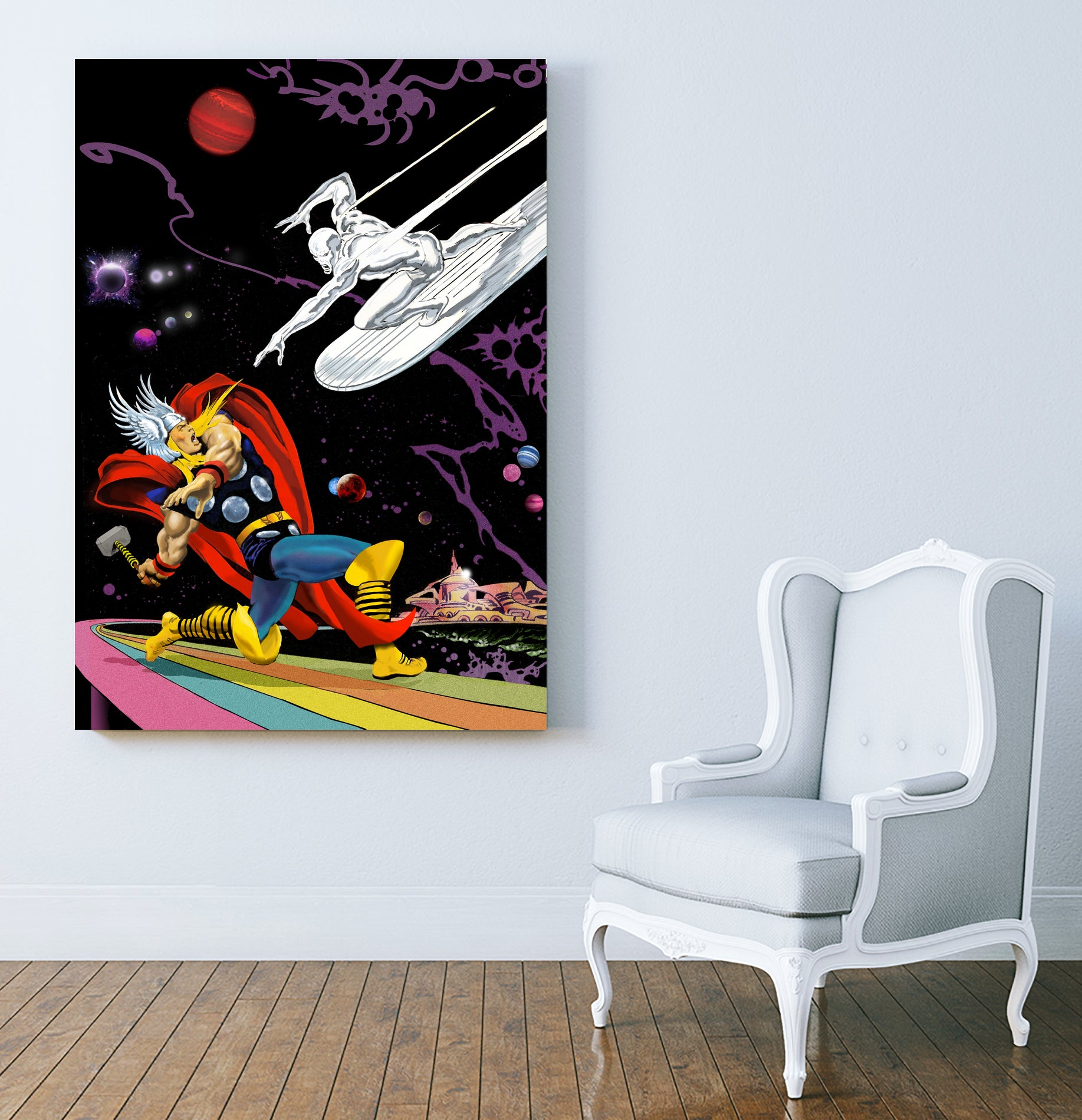 Marvel: Thor vs The Silver Surfer by Dan Avenell on GIANT ART - black digital painting