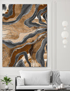 Earthy Marble Agate Silver Glitter Glam #1 (Faux Glitter) by Anita & Bella Jantz on GIANT ART - brown digital painting