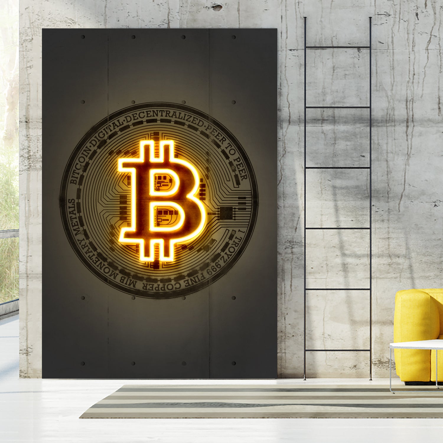 Bitcoin by Octavian Mihai Mielu on GIANT ART - yellow digital drawing