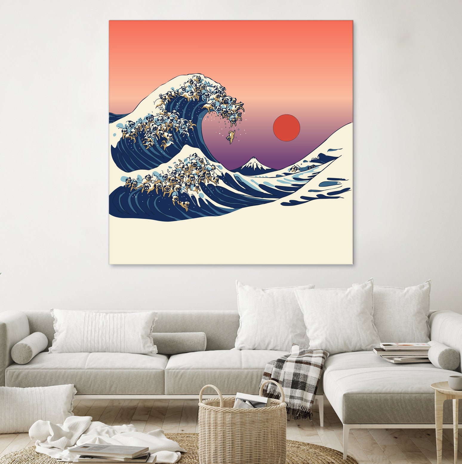 The Great Wave of Pug by ChalermPhol Harnchakkham on GIANT ART - orange digital drawing