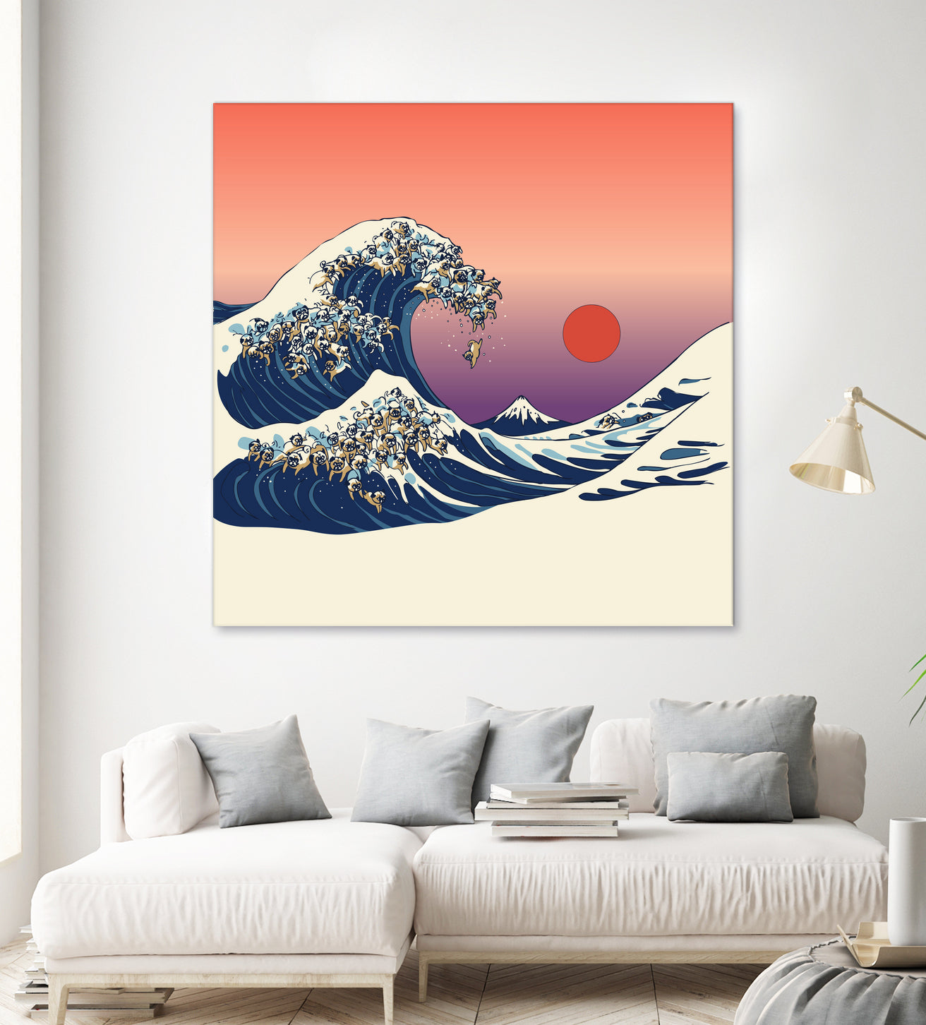 The Great Wave of Pug by ChalermPhol Harnchakkham on GIANT ART - orange digital drawing