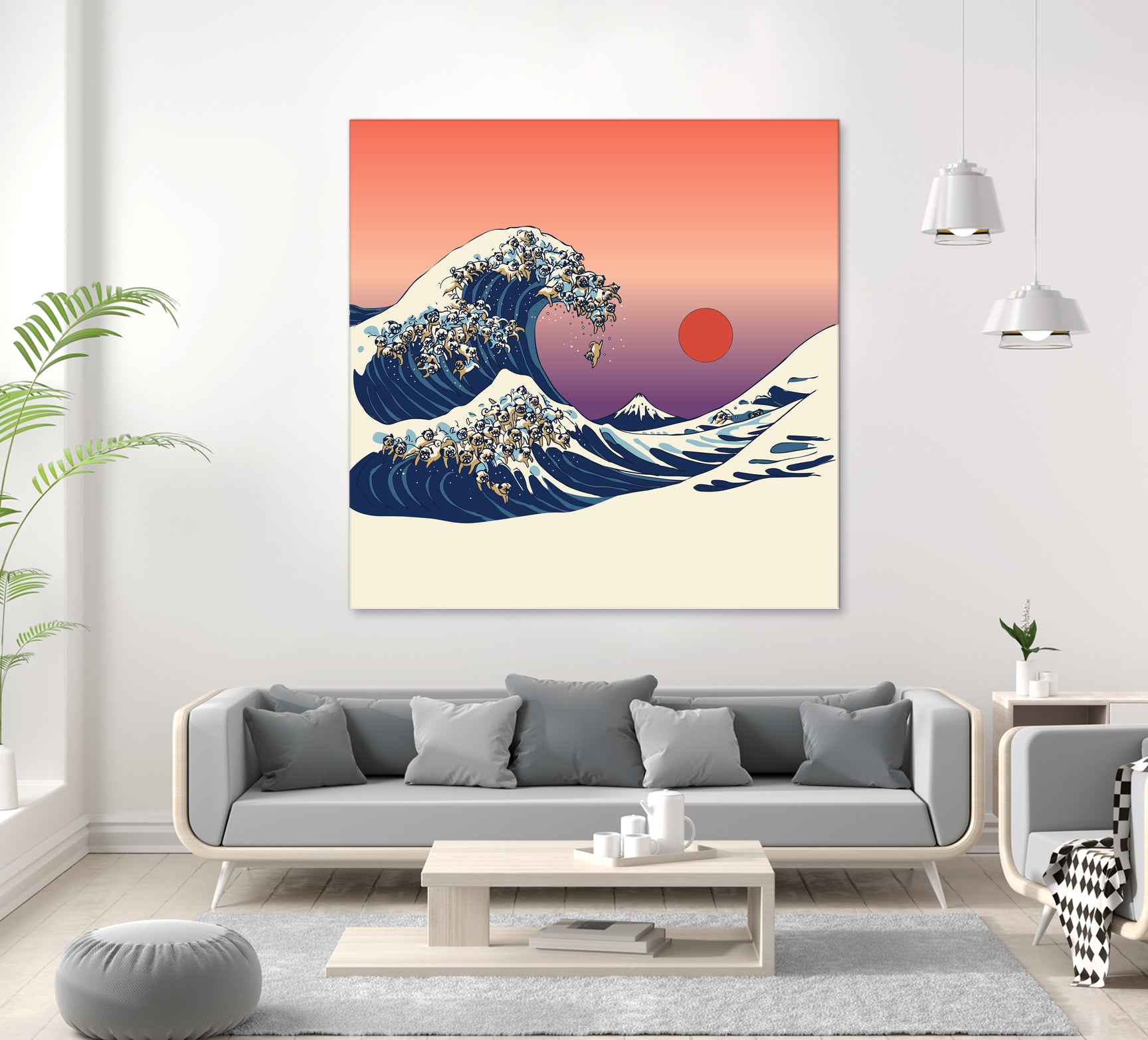 The Great Wave of Pug by ChalermPhol Harnchakkham on GIANT ART - orange digital drawing