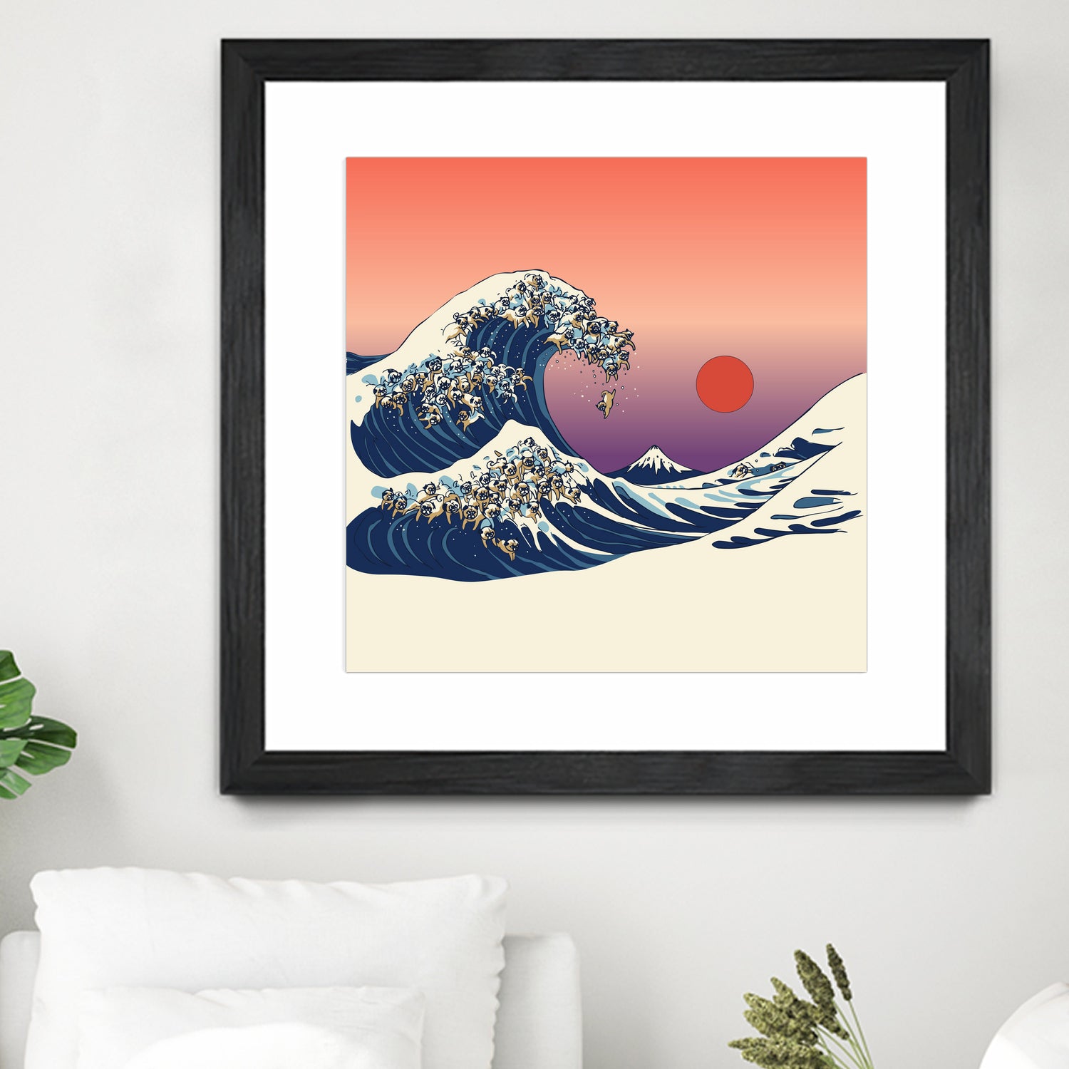 The Great Wave of Pug by ChalermPhol Harnchakkham on GIANT ART - orange digital drawing