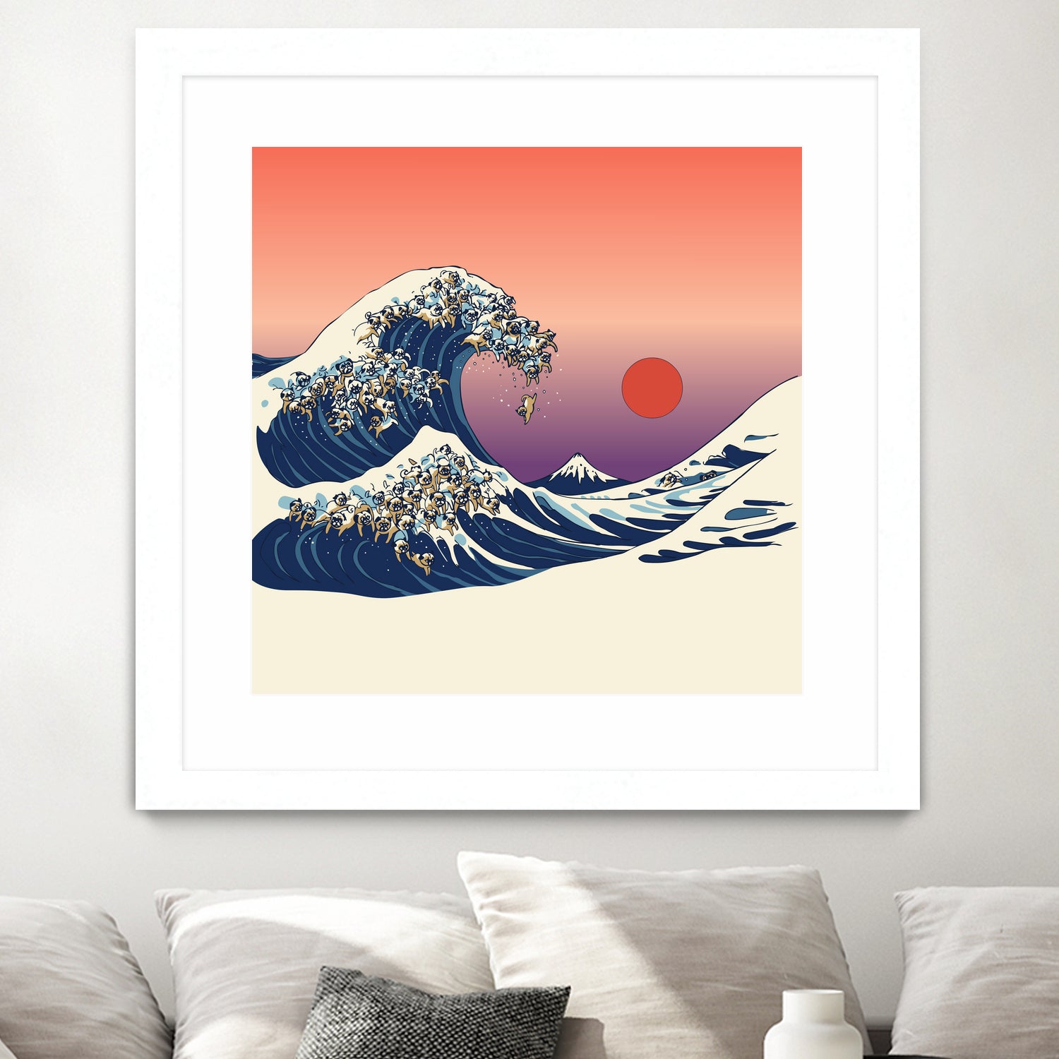 The Great Wave of Pug by ChalermPhol Harnchakkham on GIANT ART - orange digital drawing