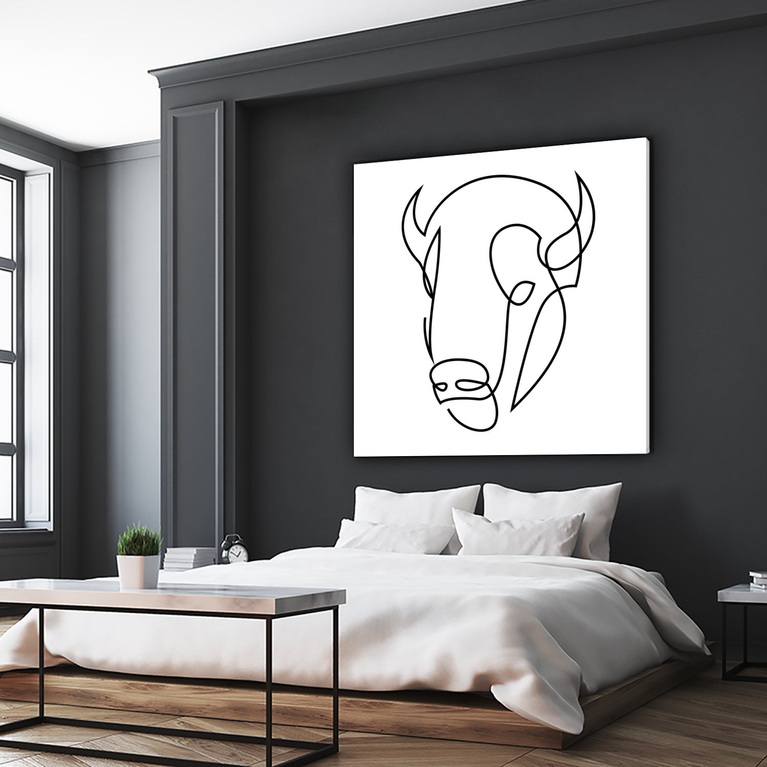 antiquity - one line bull art by Andrew Strugallo on GIANT ART - white digital drawing