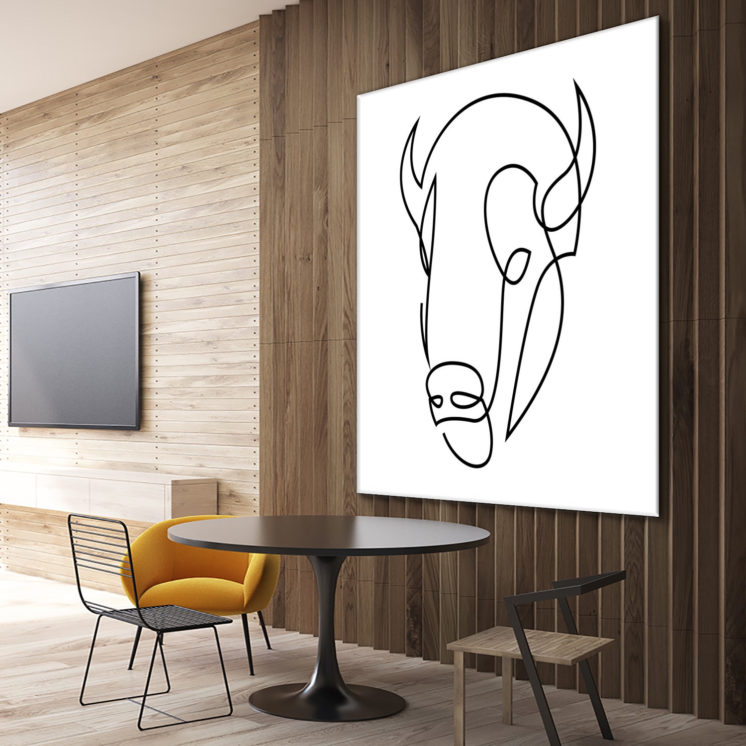 antiquity - one line bull art by Andrew Strugallo on GIANT ART - white digital drawing