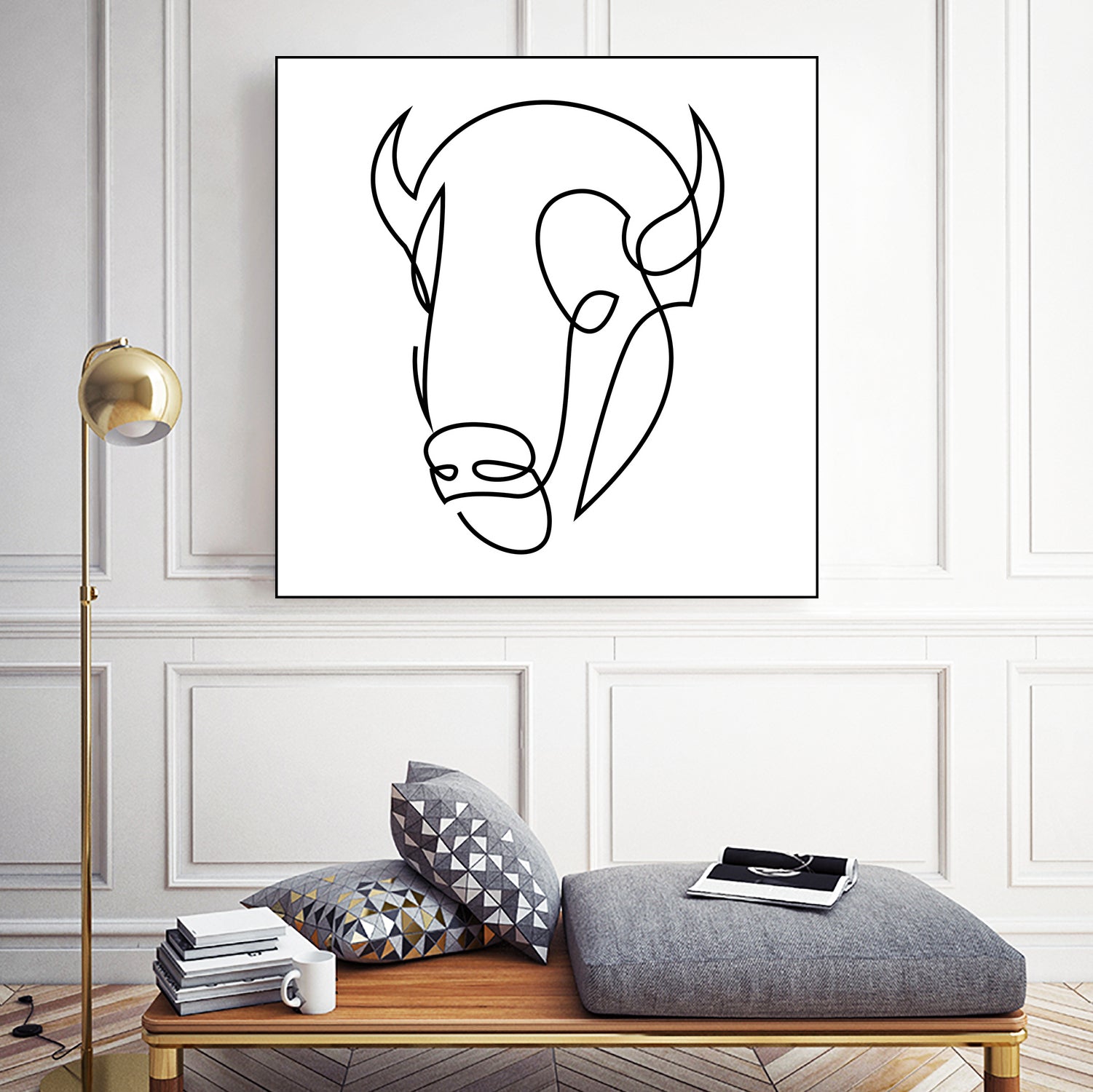 antiquity - one line bull art by Andrew Strugallo on GIANT ART - white digital drawing