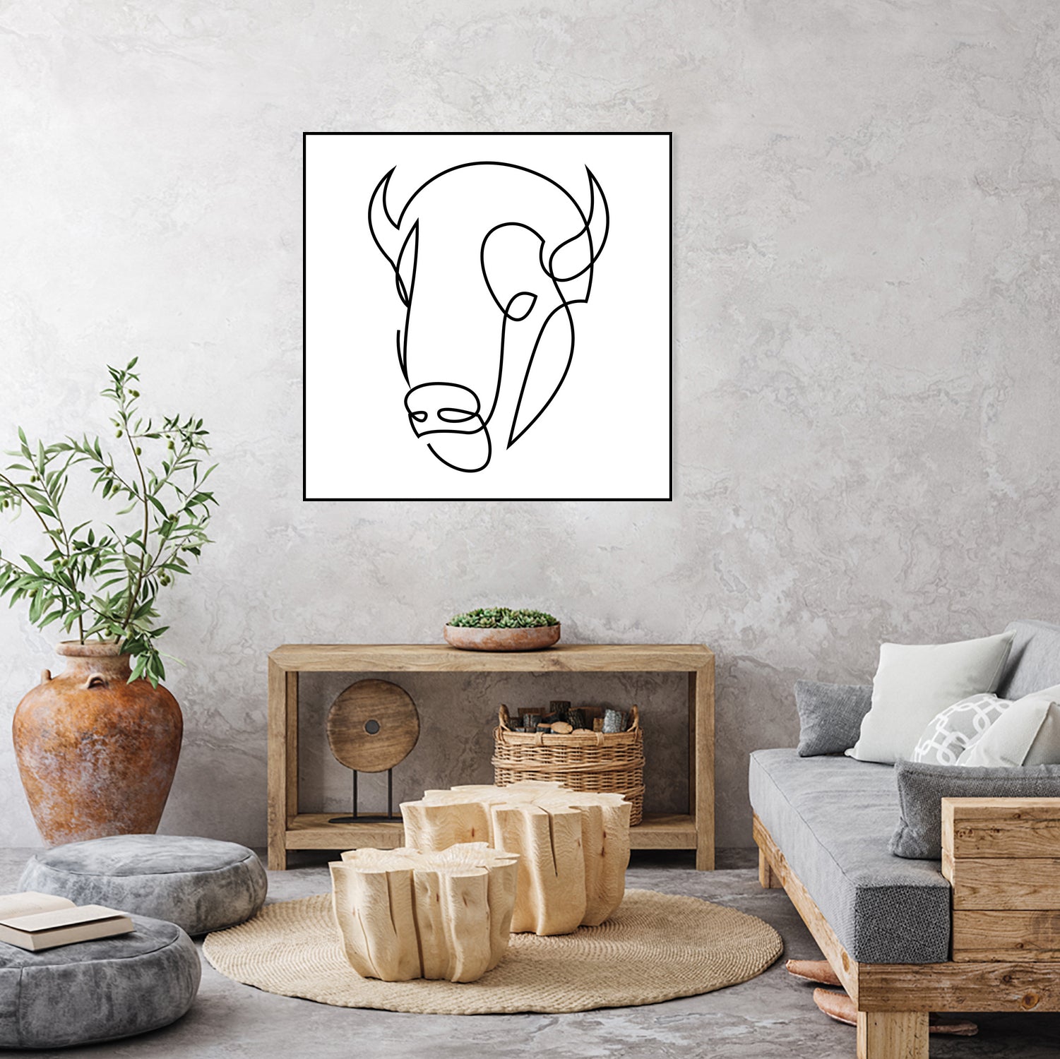 antiquity - one line bull art by Andrew Strugallo on GIANT ART - white digital drawing