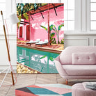 Vacay Villa | Blush Pink Summer Architecture | Tropical by Uma Gokhale on GIANT ART - pink digital painting