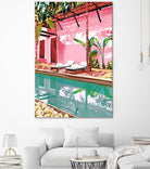 Vacay Villa | Blush Pink Summer Architecture | Tropical by Uma Gokhale on GIANT ART - pink digital painting