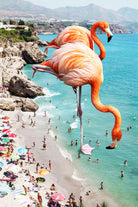 Flamingos on the Beach by Uma Gokhale on GIANT ART - orange photo illustration