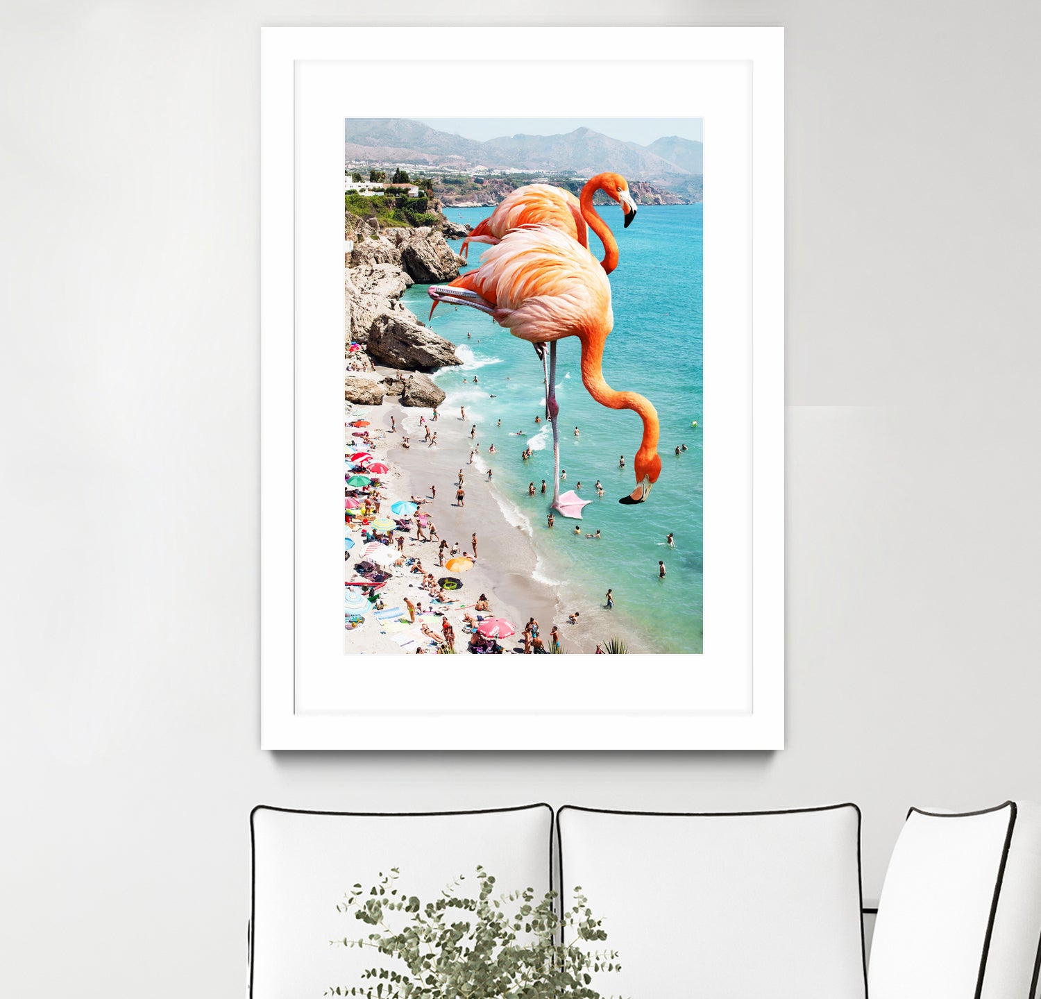 Flamingos on the Beach by Uma Gokhale on GIANT ART - orange photo illustration