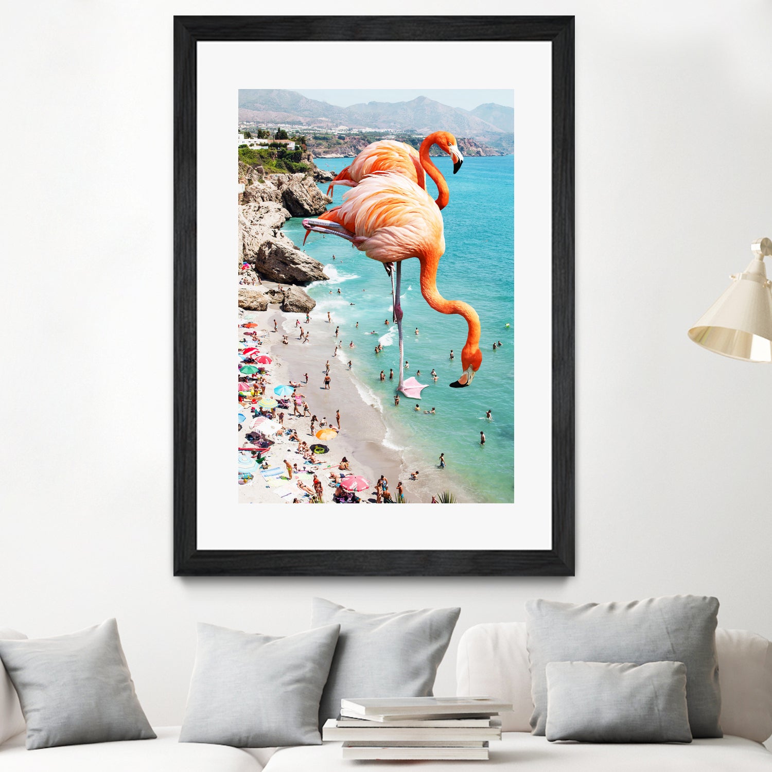 Flamingos on the Beach by Uma Gokhale on GIANT ART - orange photo illustration