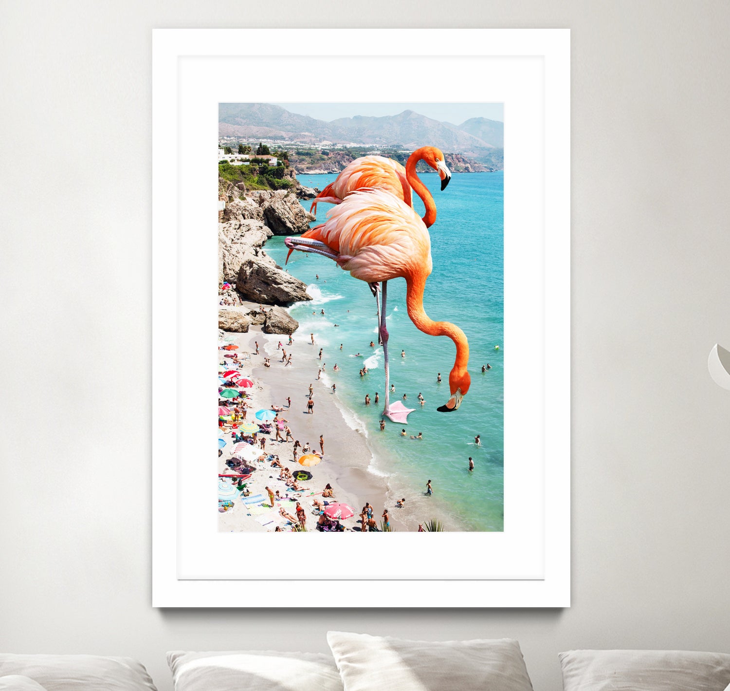 Flamingos on the Beach by Uma Gokhale on GIANT ART - orange photo illustration