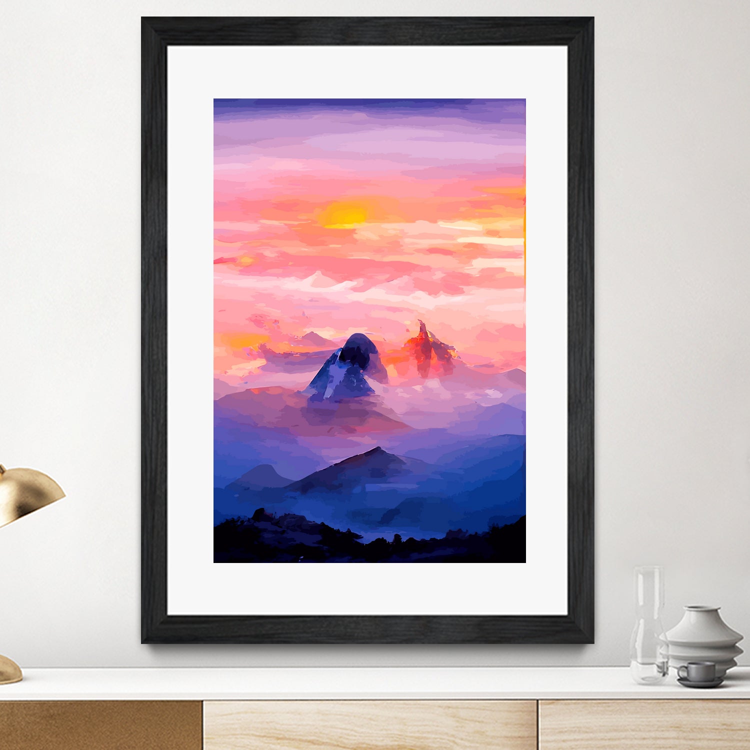 Sunrise Mountain by Andrius Zaxa on GIANT ART - orange digital painting