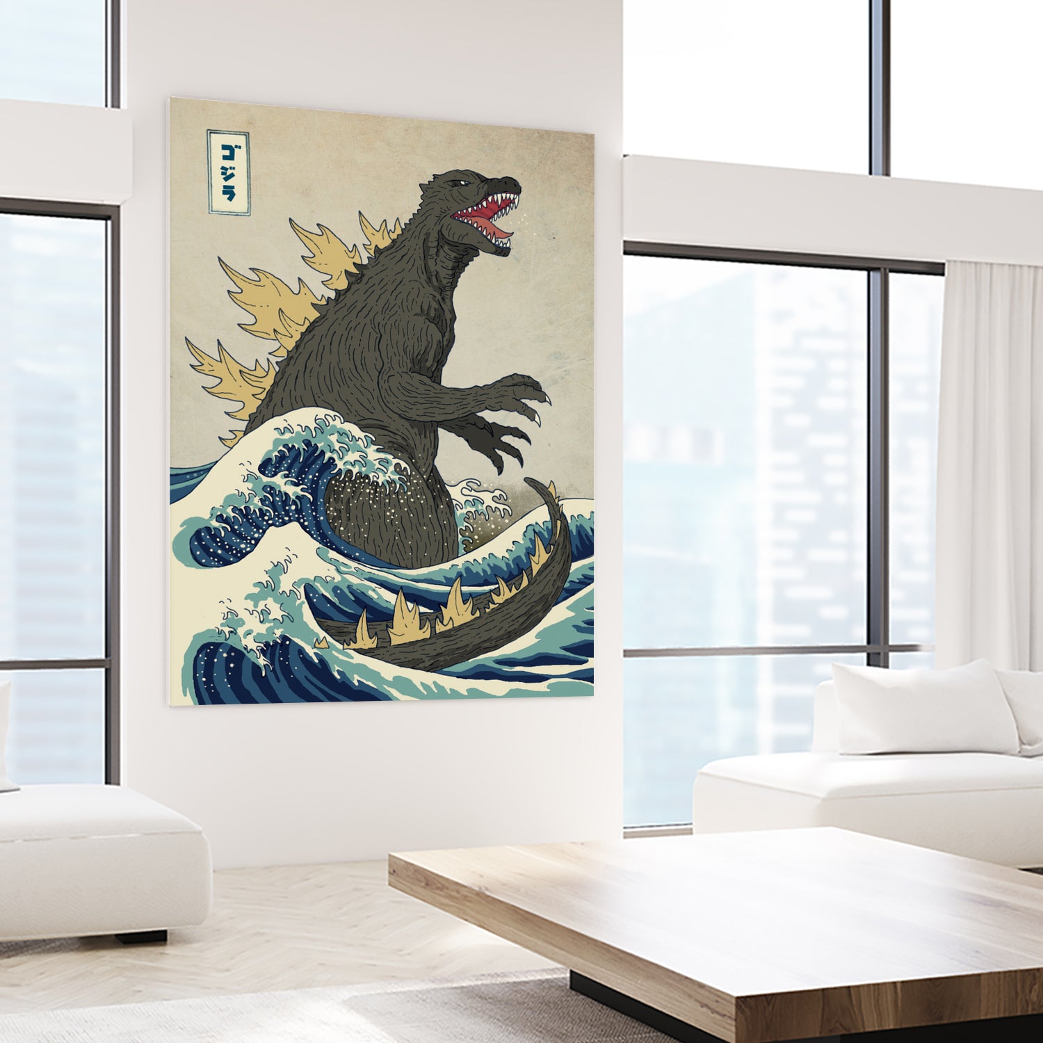 The Great Godzilla Off Kanagawa by Michael Buxton on GIANT ART - brown digital painting