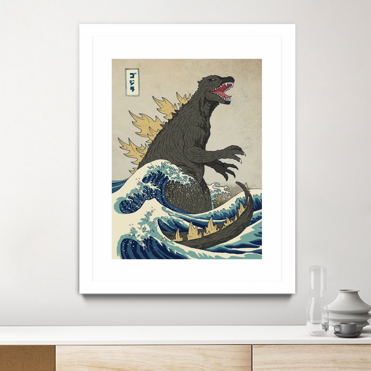 The Great Godzilla Off Kanagawa by Michael Buxton on GIANT ART - brown digital painting