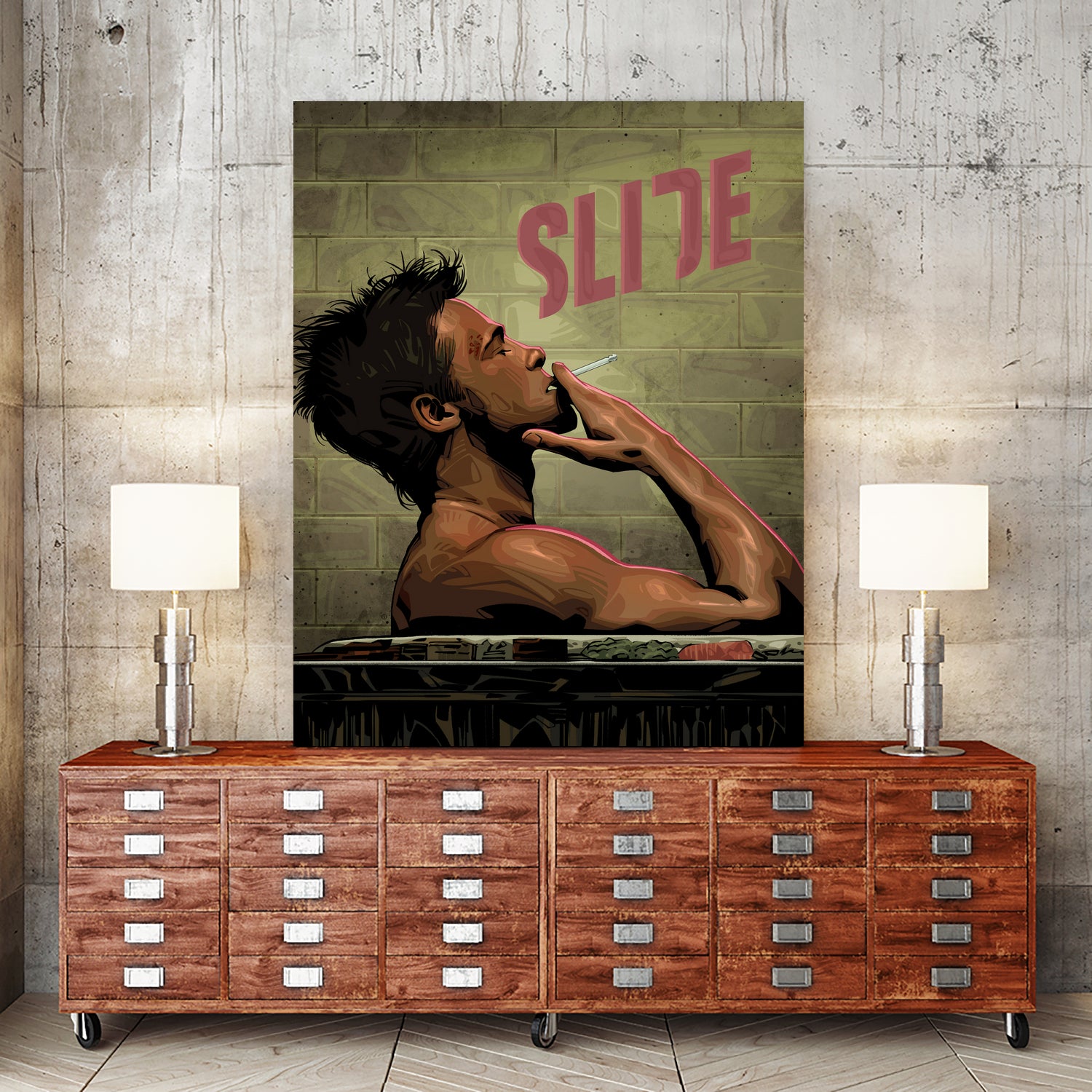 Fight Club Slide by Nikita Abakumov on GIANT ART - gray digital painting