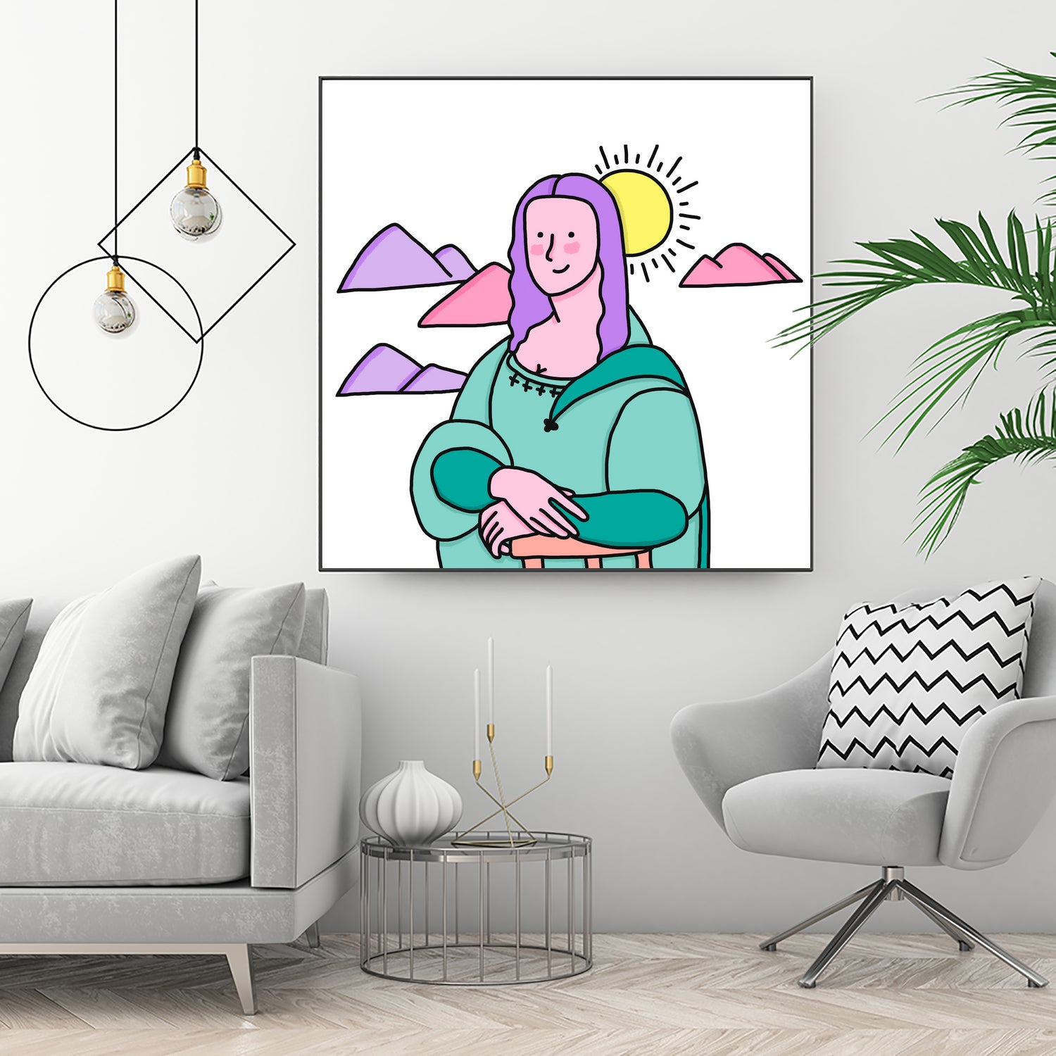 Mona Lisa by Idil Keysan on GIANT ART - pink digital drawing