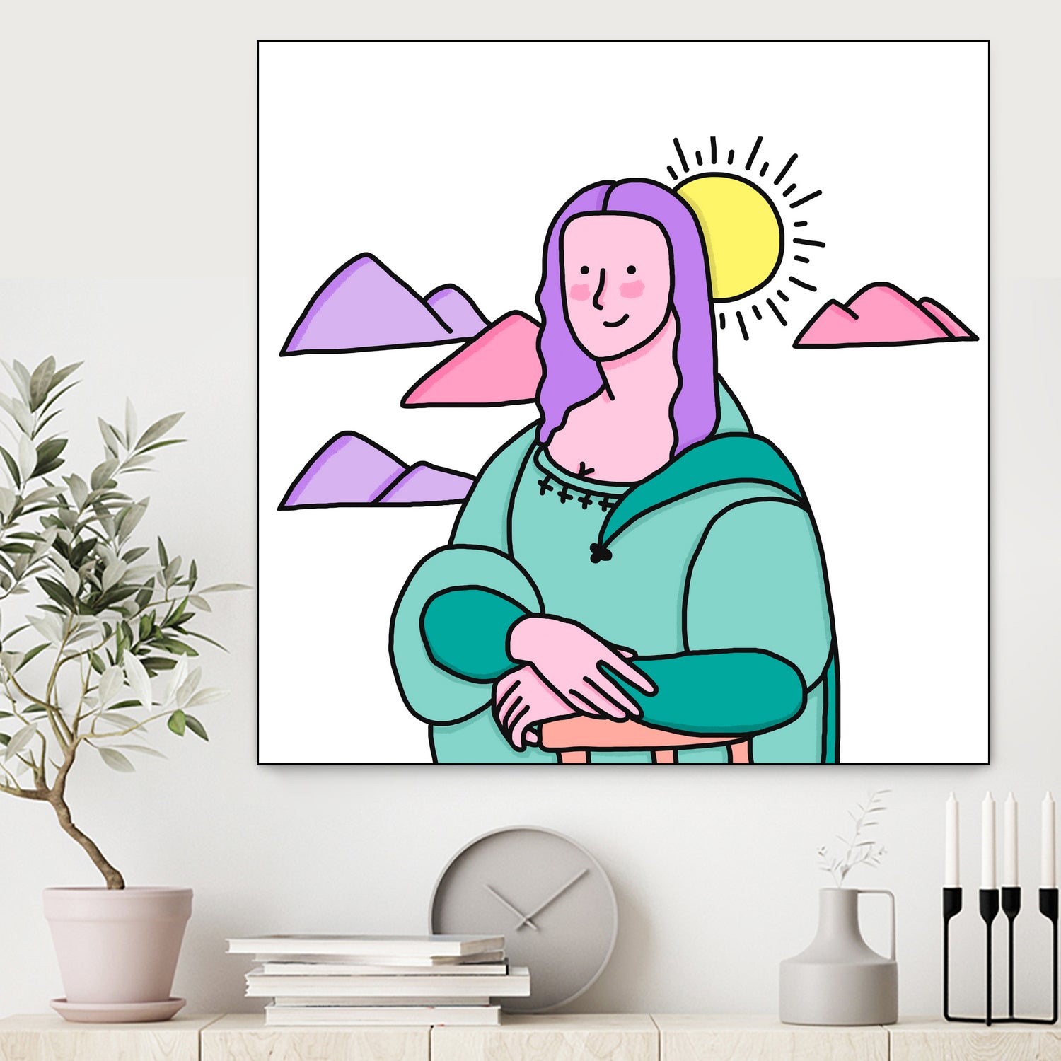 Mona Lisa by Idil Keysan on GIANT ART - pink digital drawing