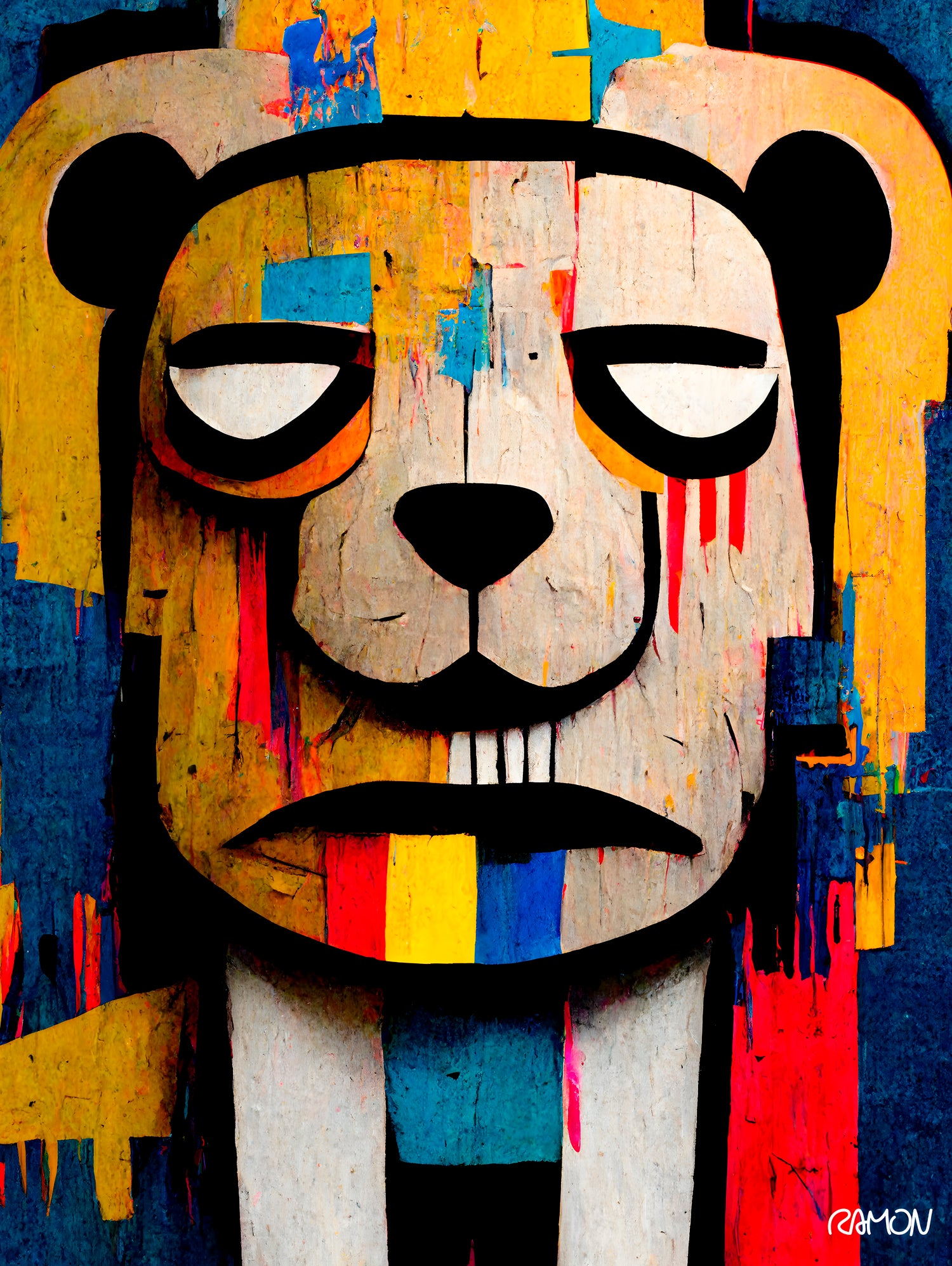 Abstract Art bear by Ramon Souza on GIANT ART - yellow digital painting