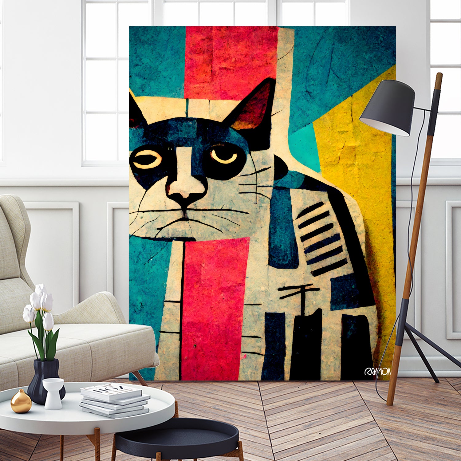 Abstract Art Cat by Ramon Souza on GIANT ART - white digital painting